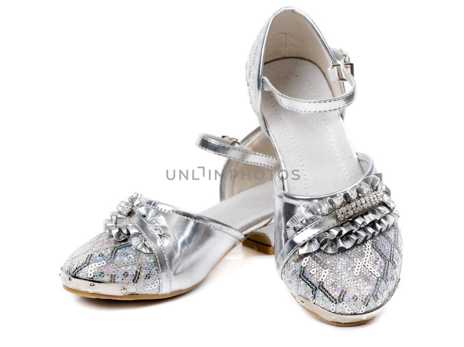 Children's fancy shoes isolated on white background