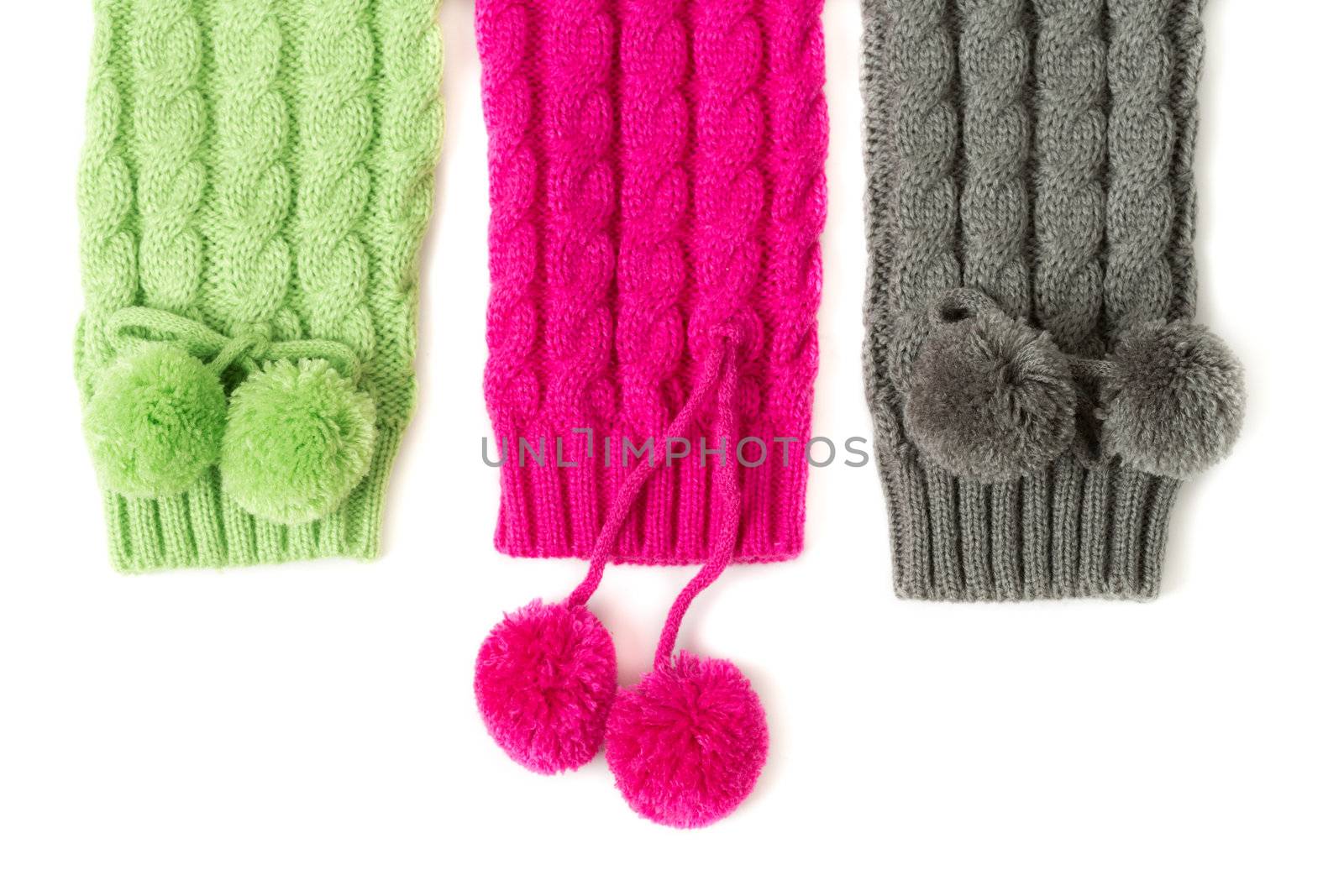 colored knitted leggings isolated on a white background
