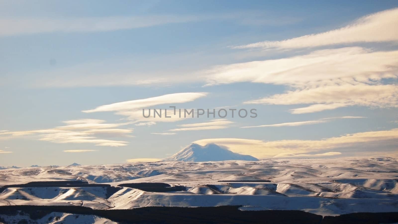 Elbrus mountain highest peak of Europe. Panorama