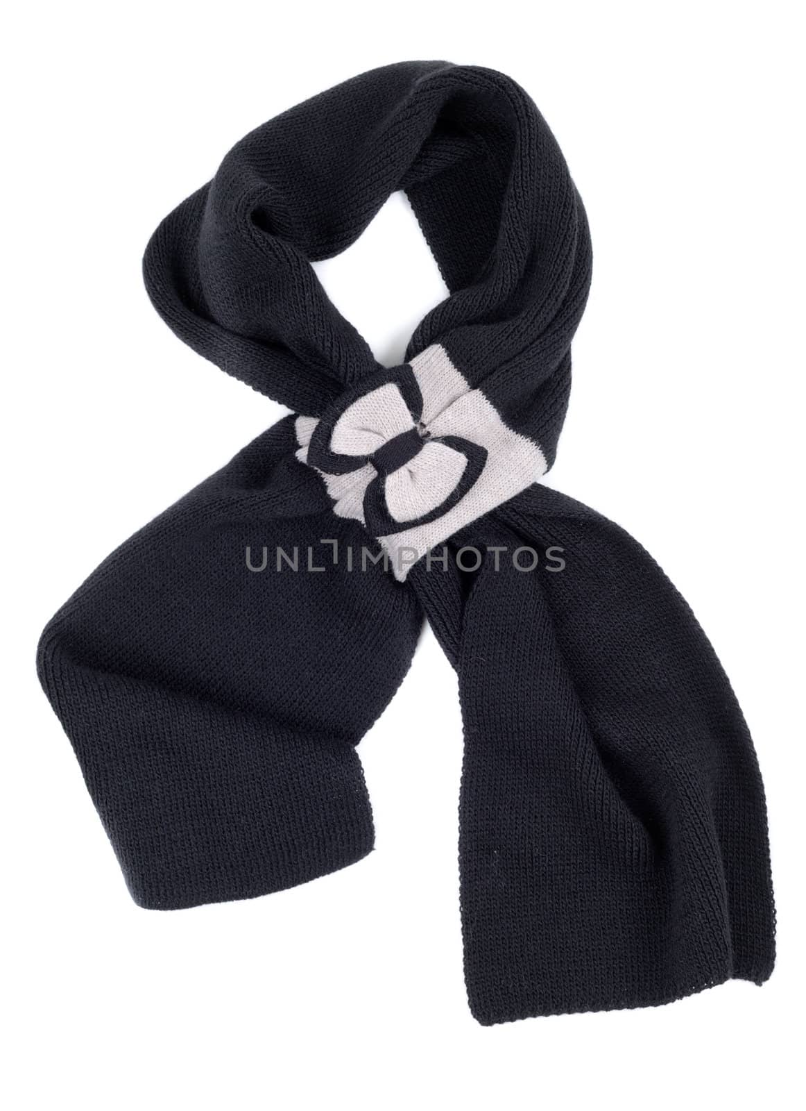 Warm scarf in black isolated on white background