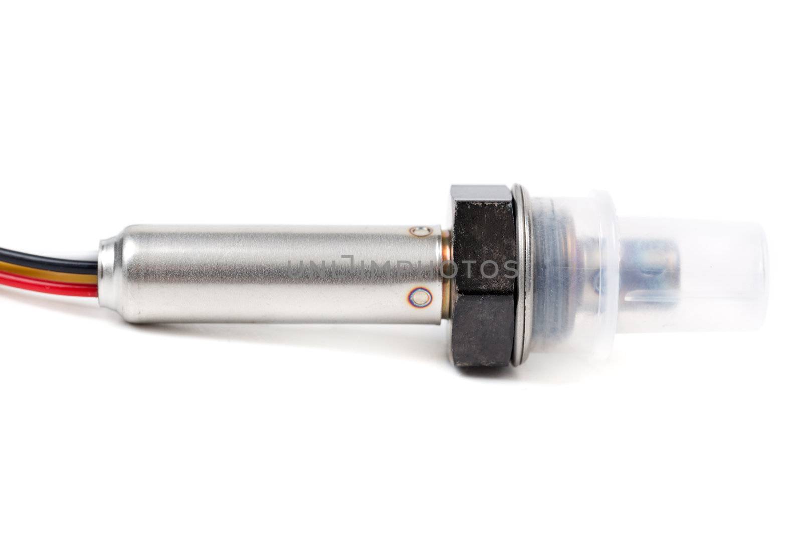 Oxygen sensor (lambda sensor) for the car close-up. Isolate on white.