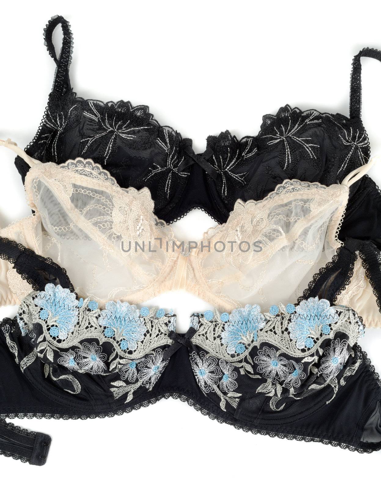 three bra isolated on white background