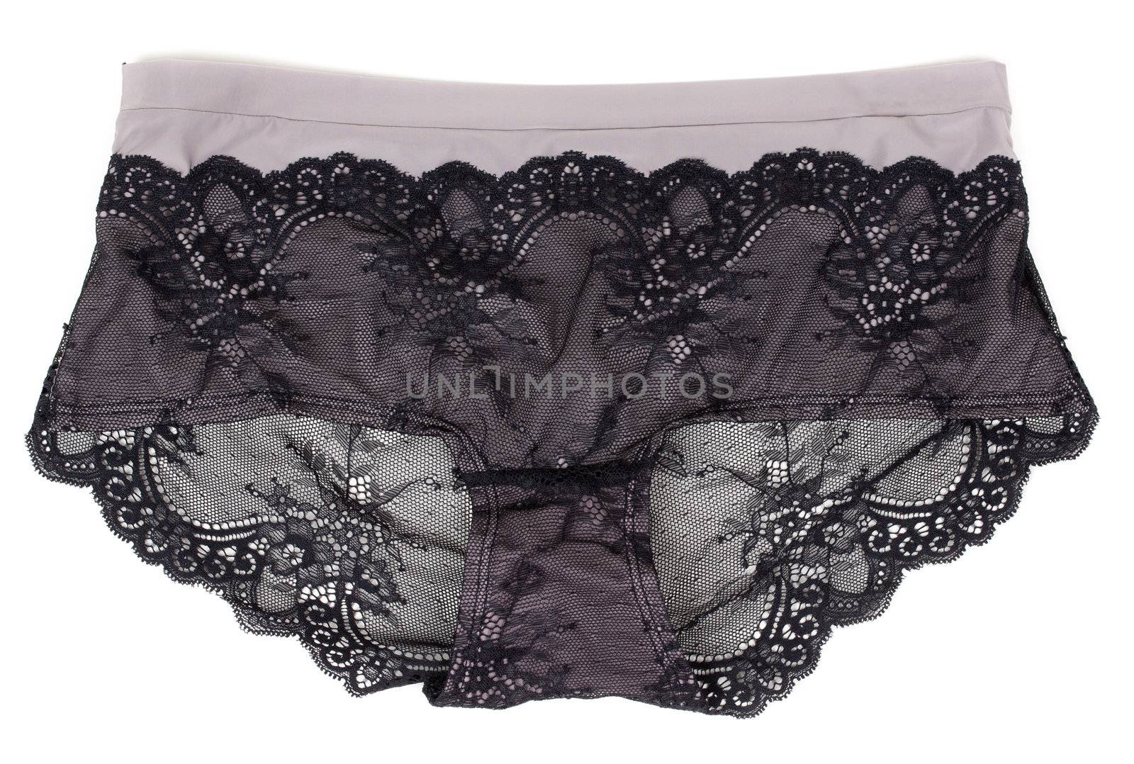 Front view of simple white women's panties isolated on white