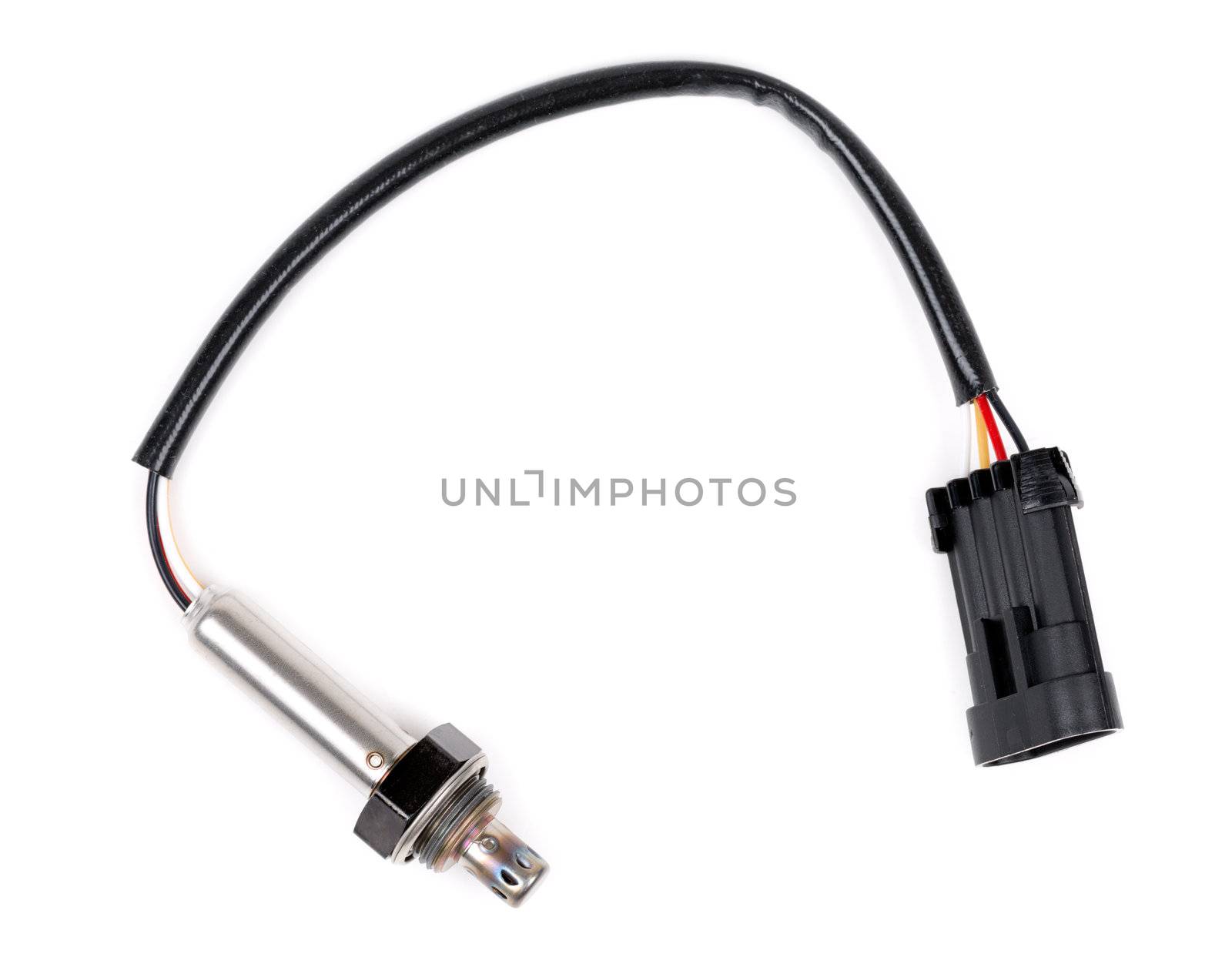 details of an Oxygen sensor or lambda sensor, for car. Isolate on white