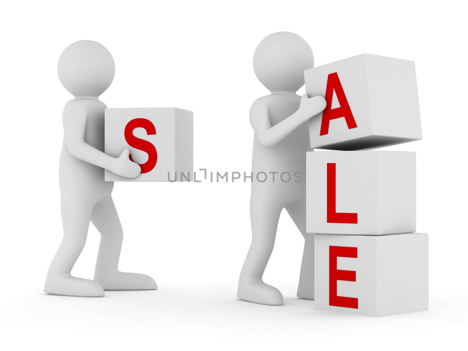 Conceptual image teamwork on white. Isolated 3D image