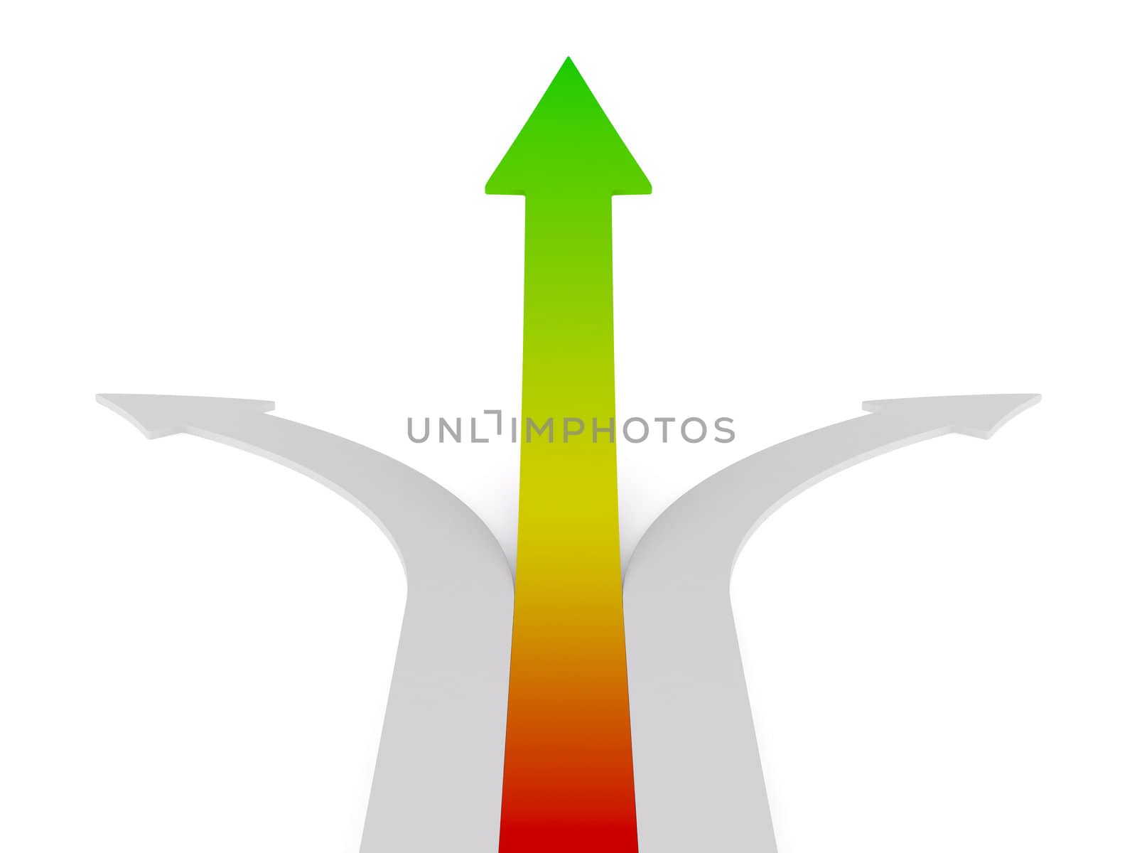 Movement direction to success. Isolated 3D image