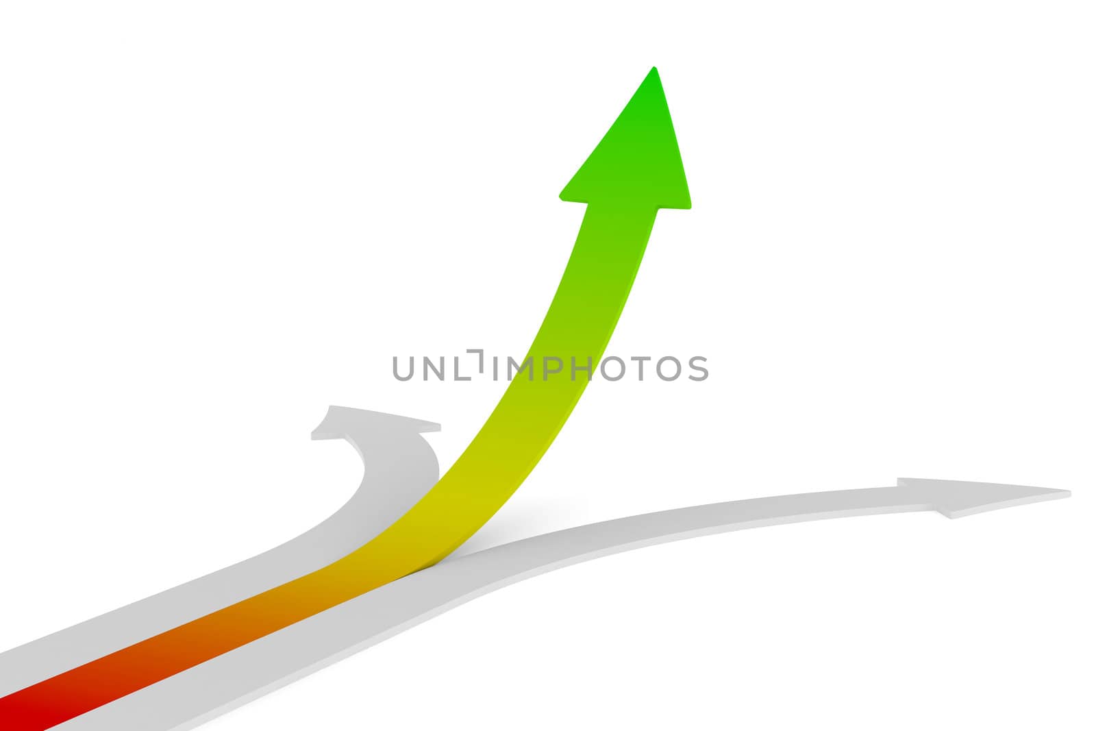 Movement direction to success. Isolated 3D image
