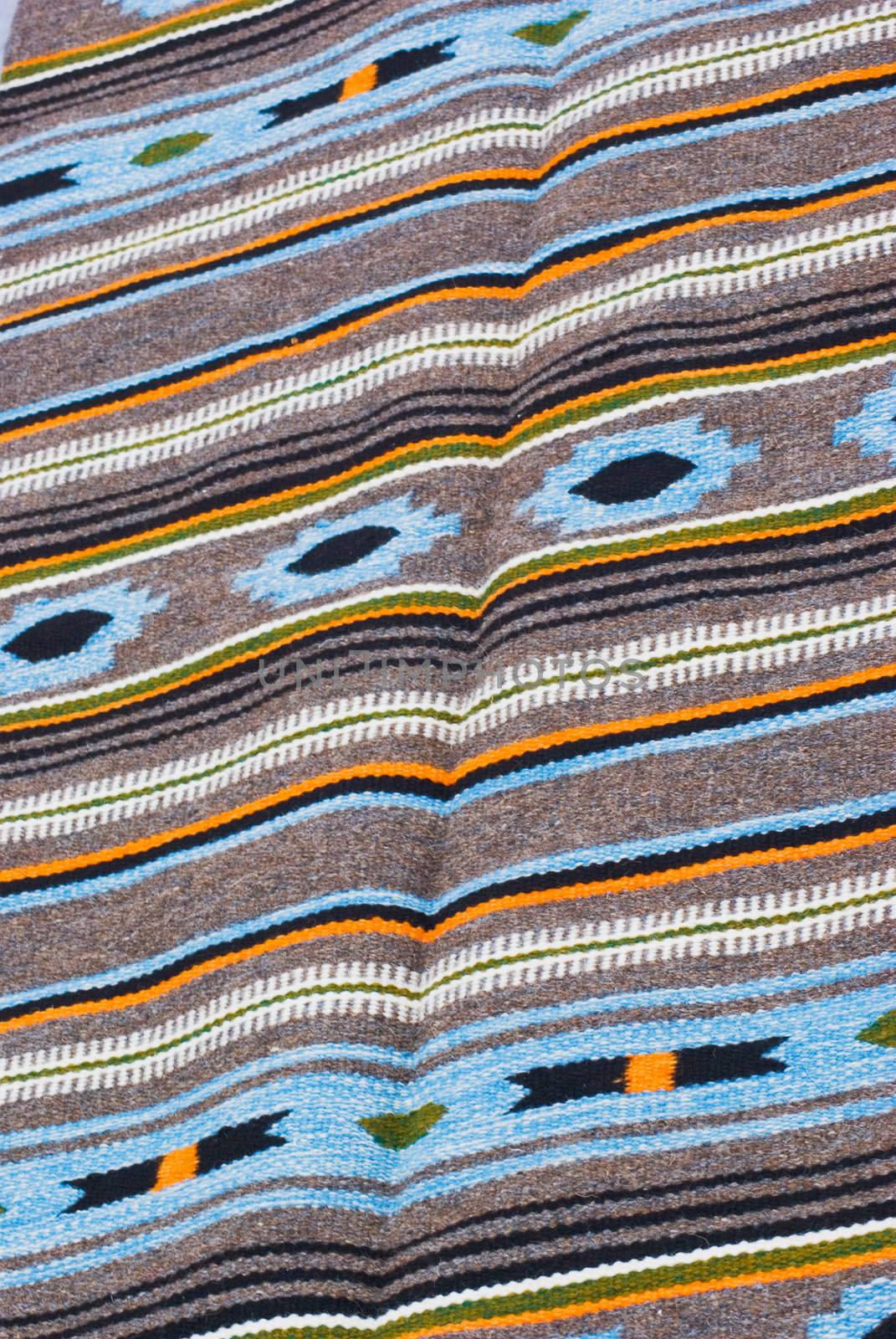 Hand woven Ukrainian rug with traditional geometric design 