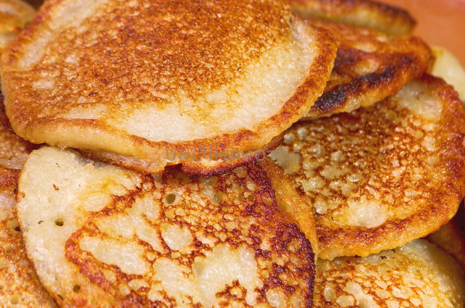 Fresh homemade pancakes . Macro with shallow dof