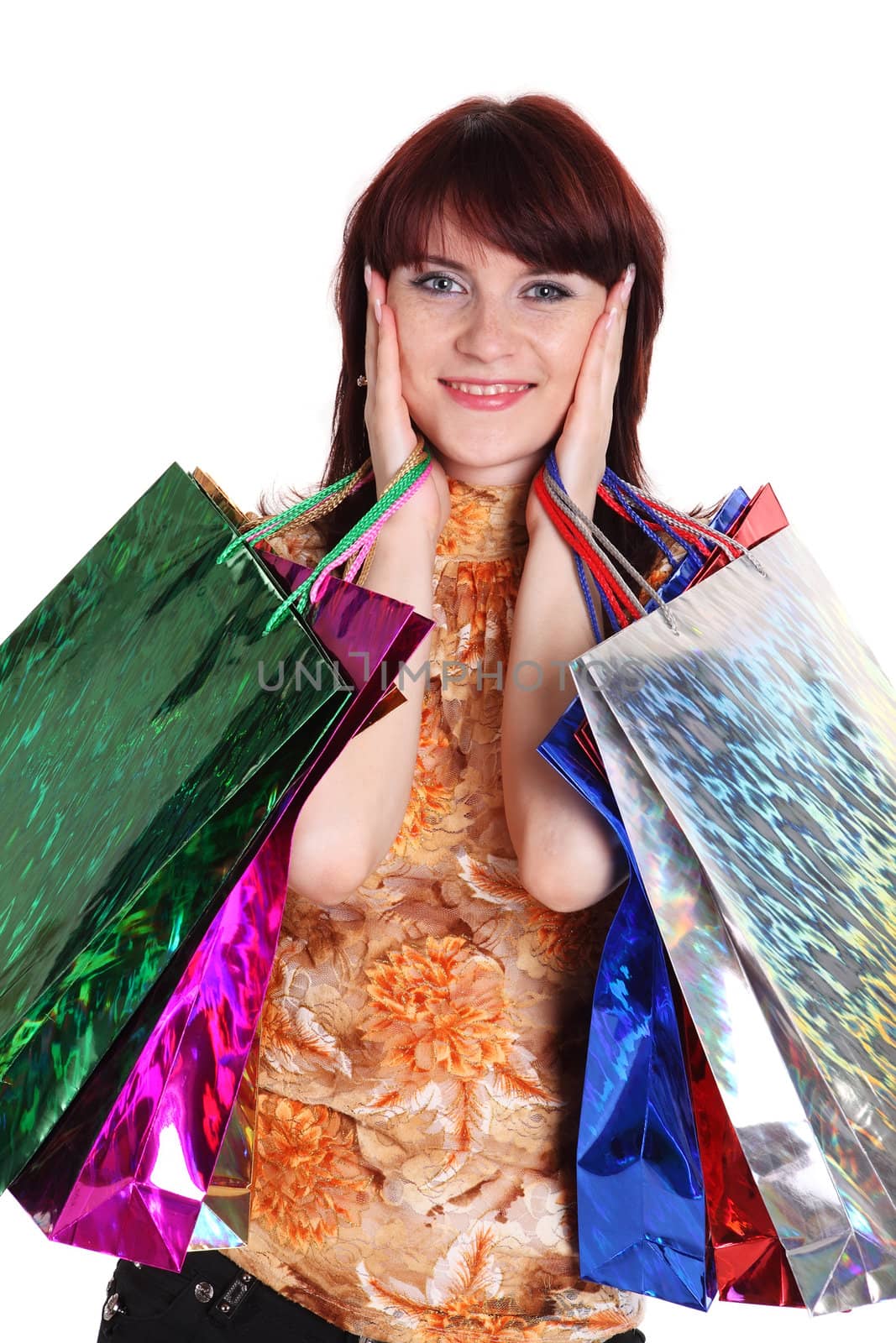 Beautiful happy woman with shopping bags isolated by aptyp_kok