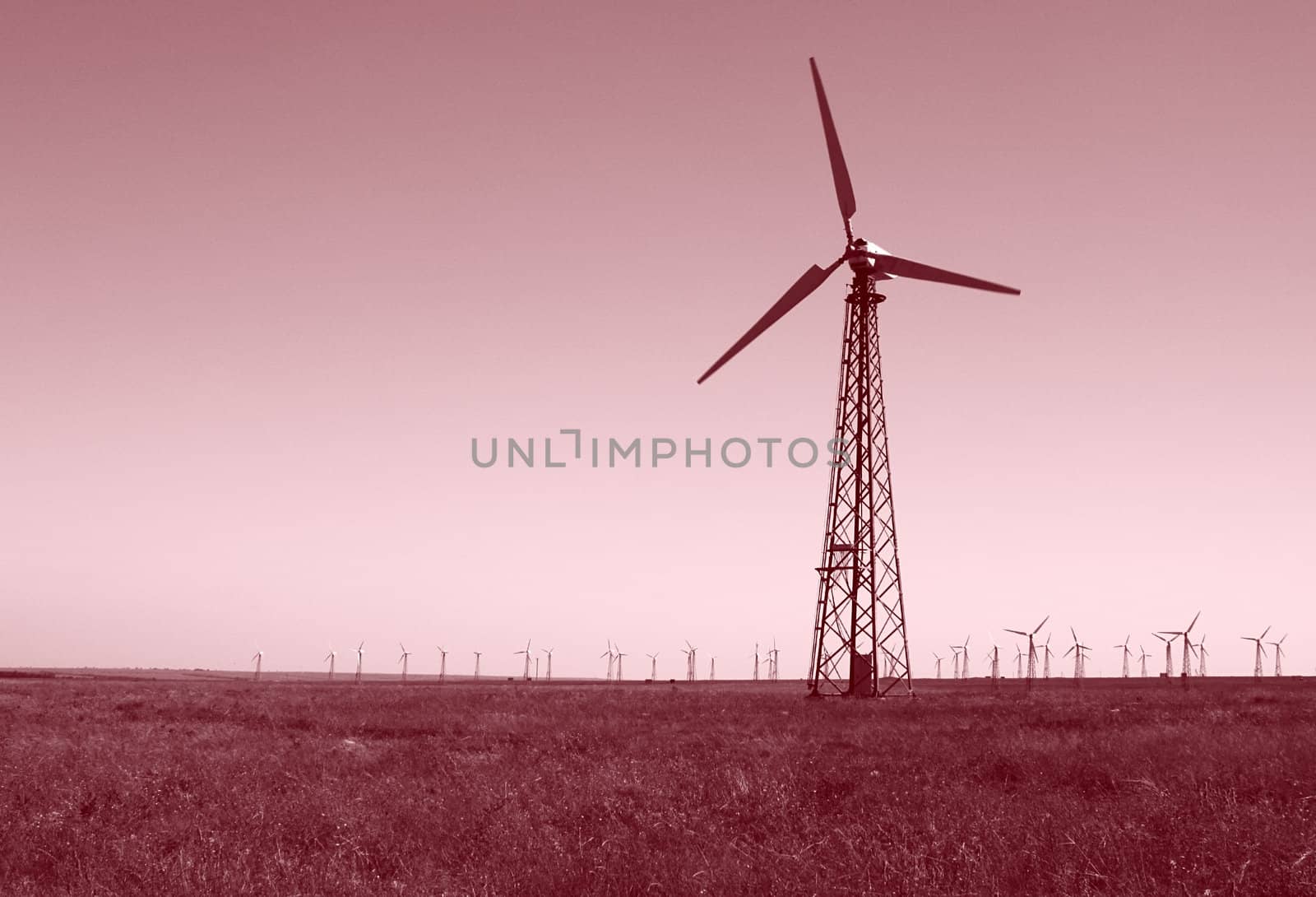 view on wind turbines power station