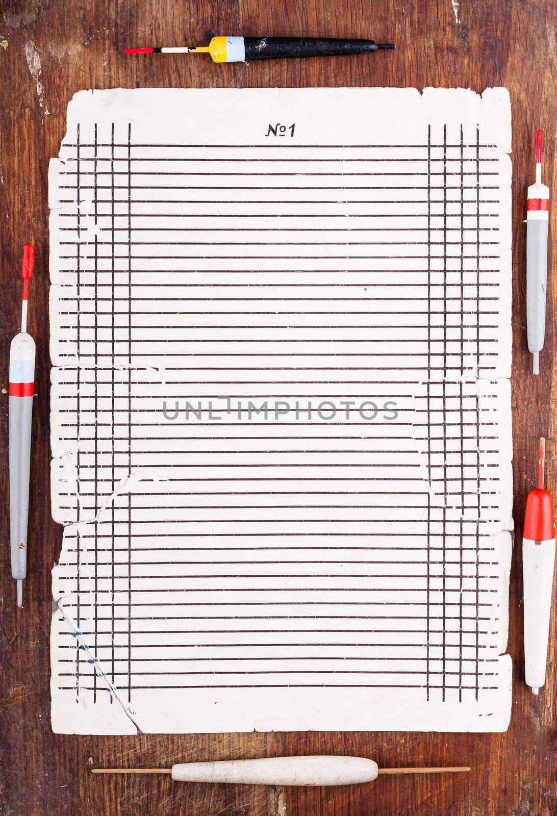 Sheet to record the results of fishing floats surrounded