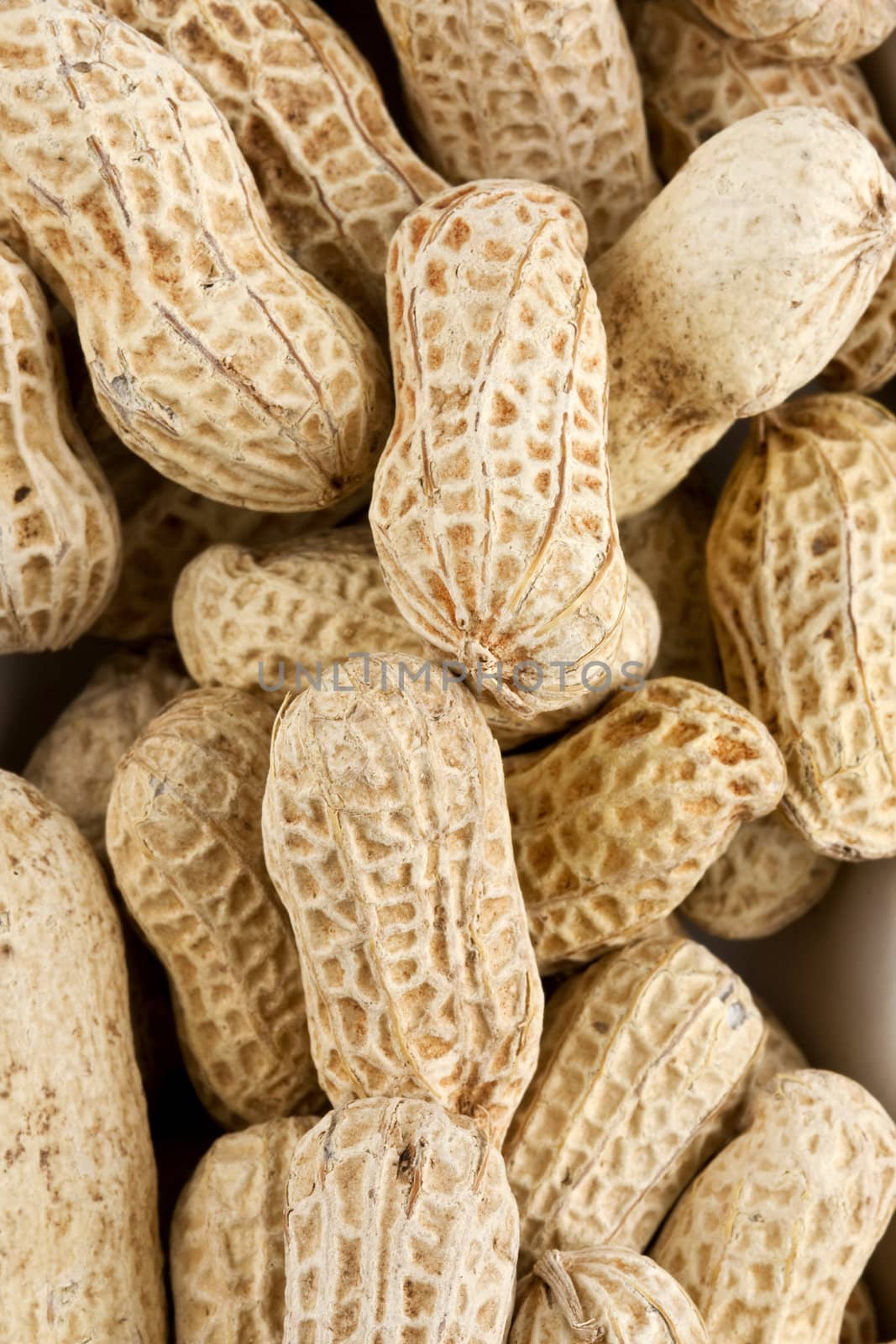 Background of roasted peanuts in shell