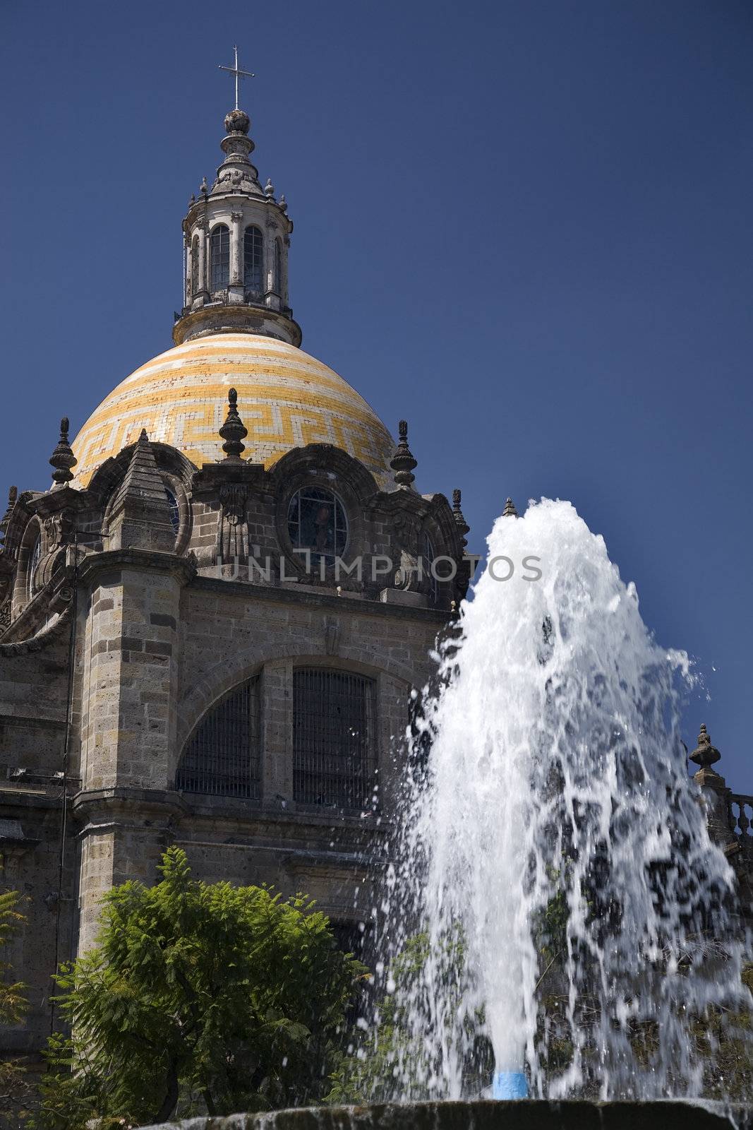 Metropolitan Cathedral, Templo de Santa Maria de Gracia, Fountain, Guadalajara, Mexico