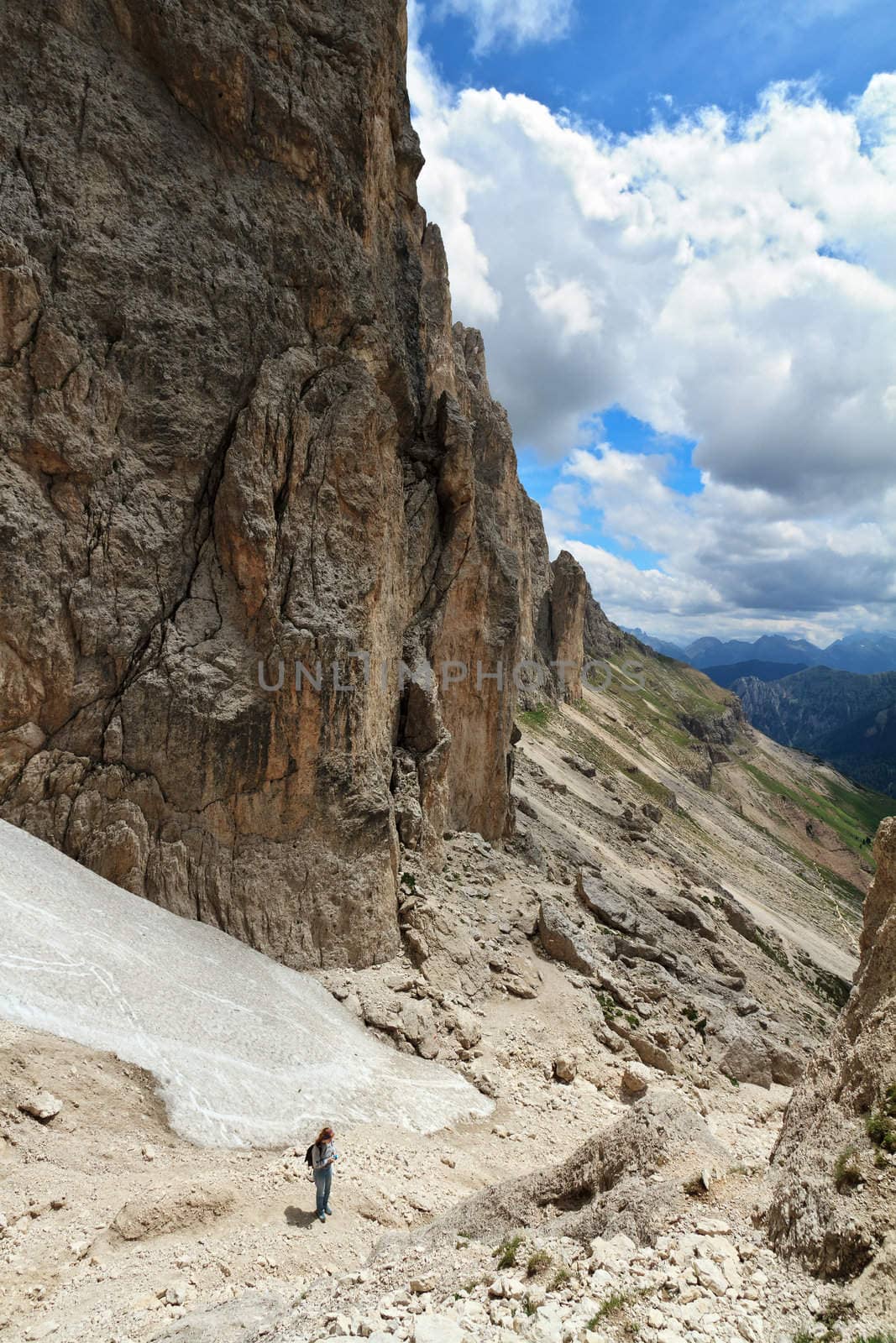 Steep ravine in Catinaccio mount, Italian Dolomites