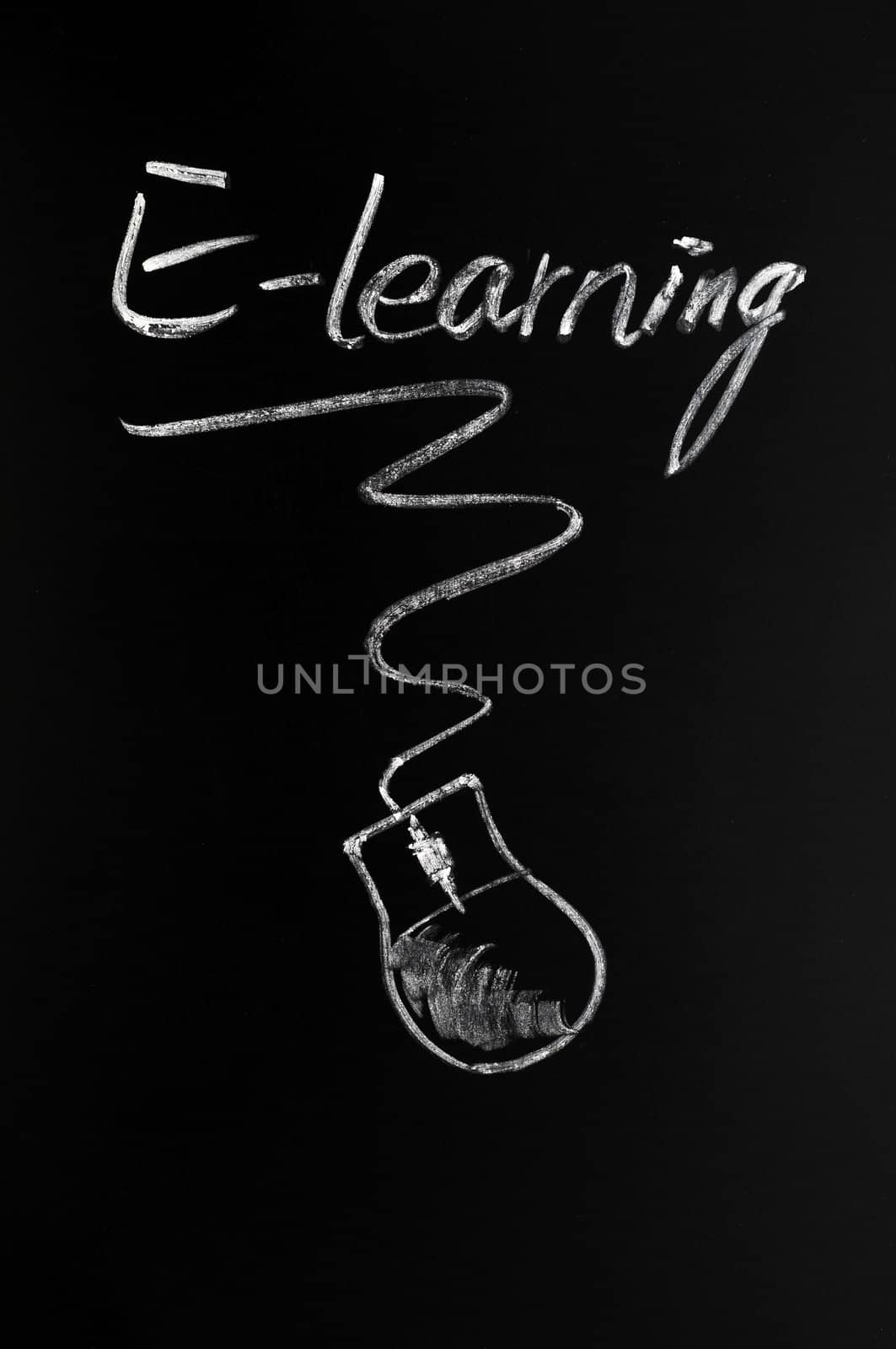 E-learning concept drawn with chalk on blackboard