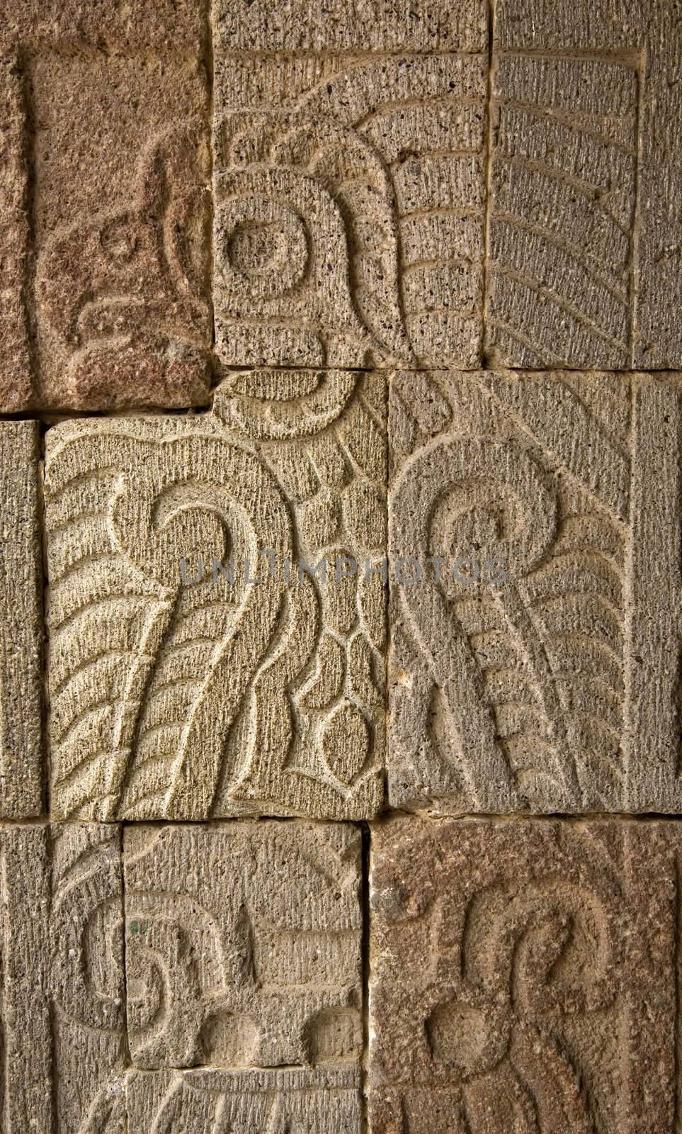 Wall Ancient Indian Ruins Teotihuacan Mexico by bill_perry