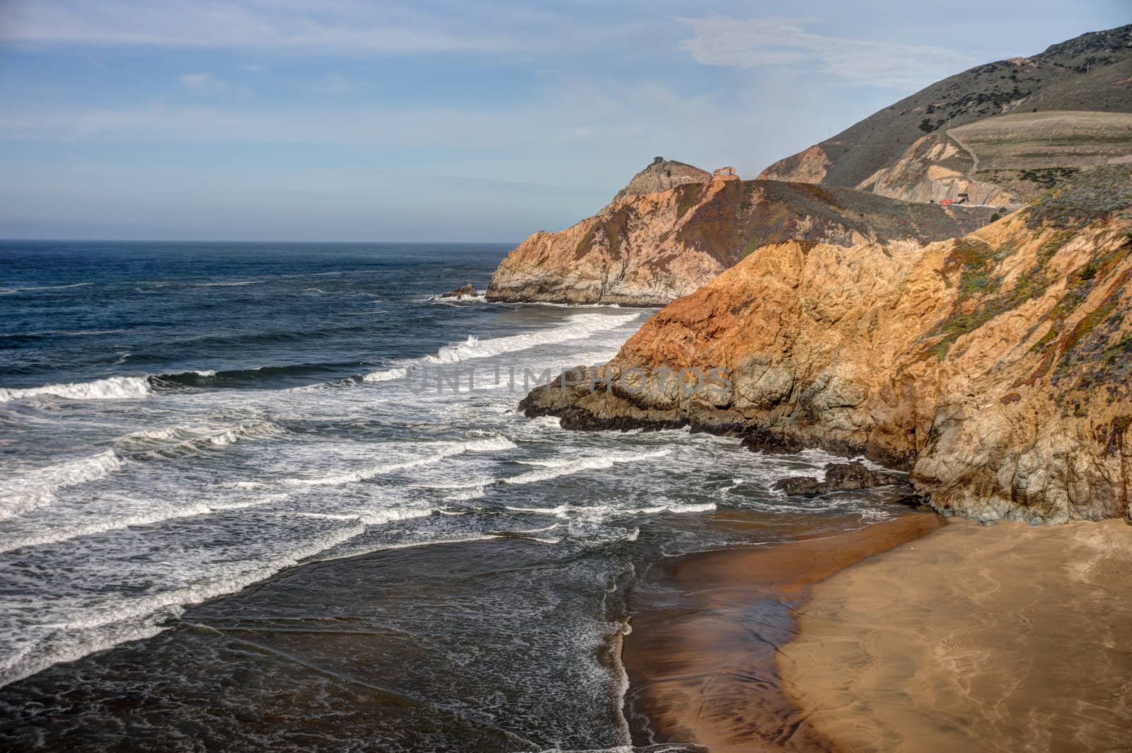 Rocky cliffs and coastline near Half Moon Bay, California