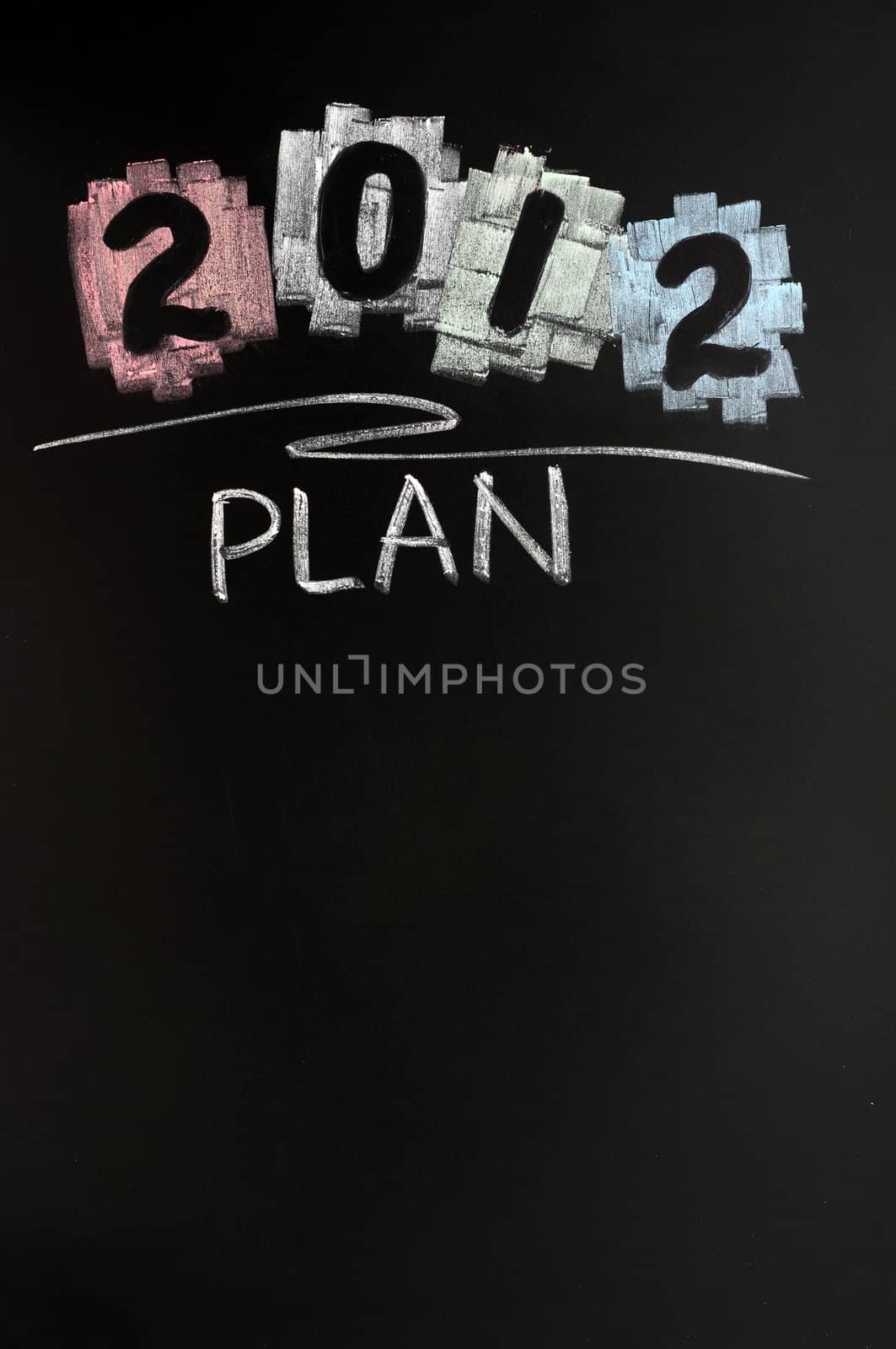 2012 New year plan drawn with chalk on blackboard