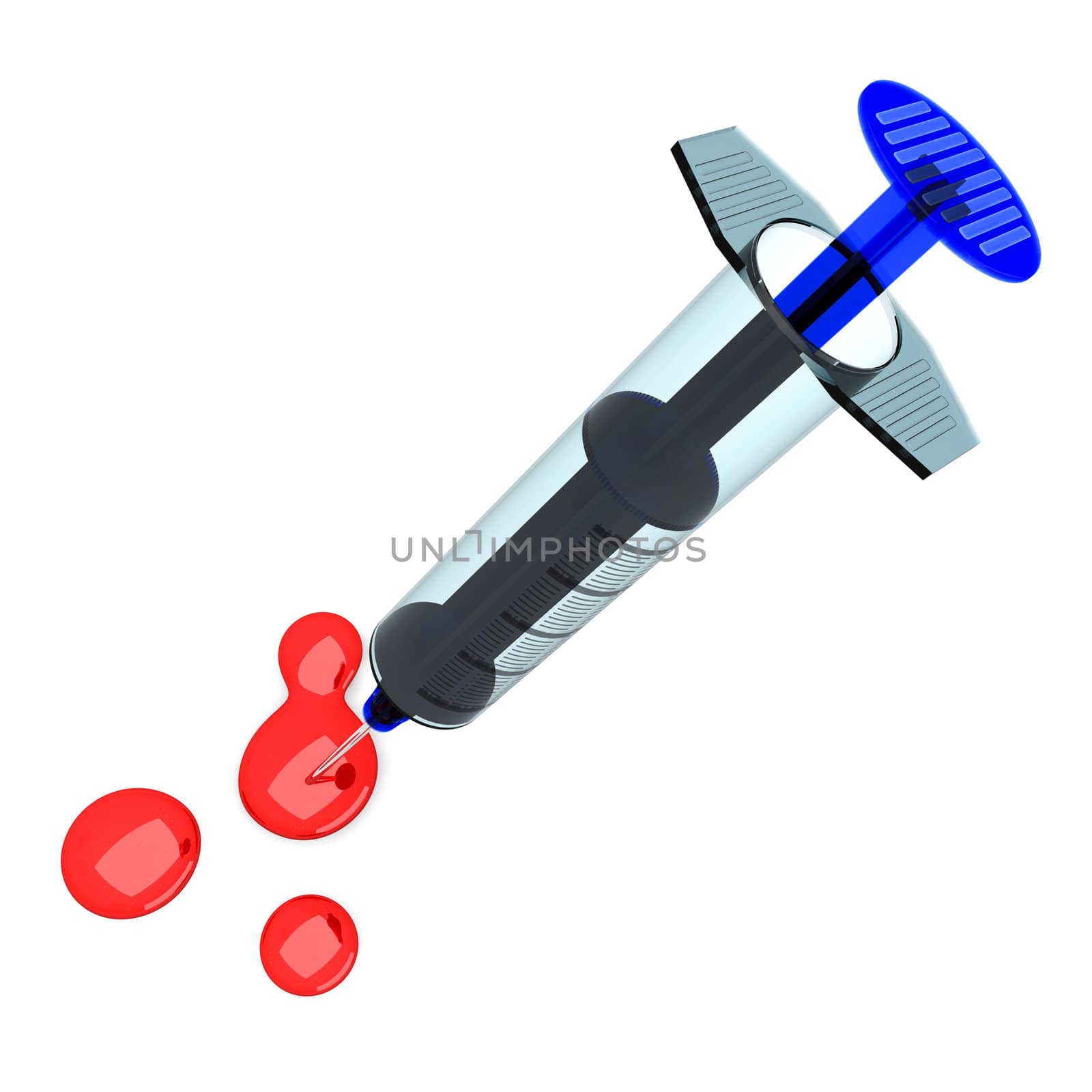 A medical syringe. 3D rendered Illustration. Isolated on white.