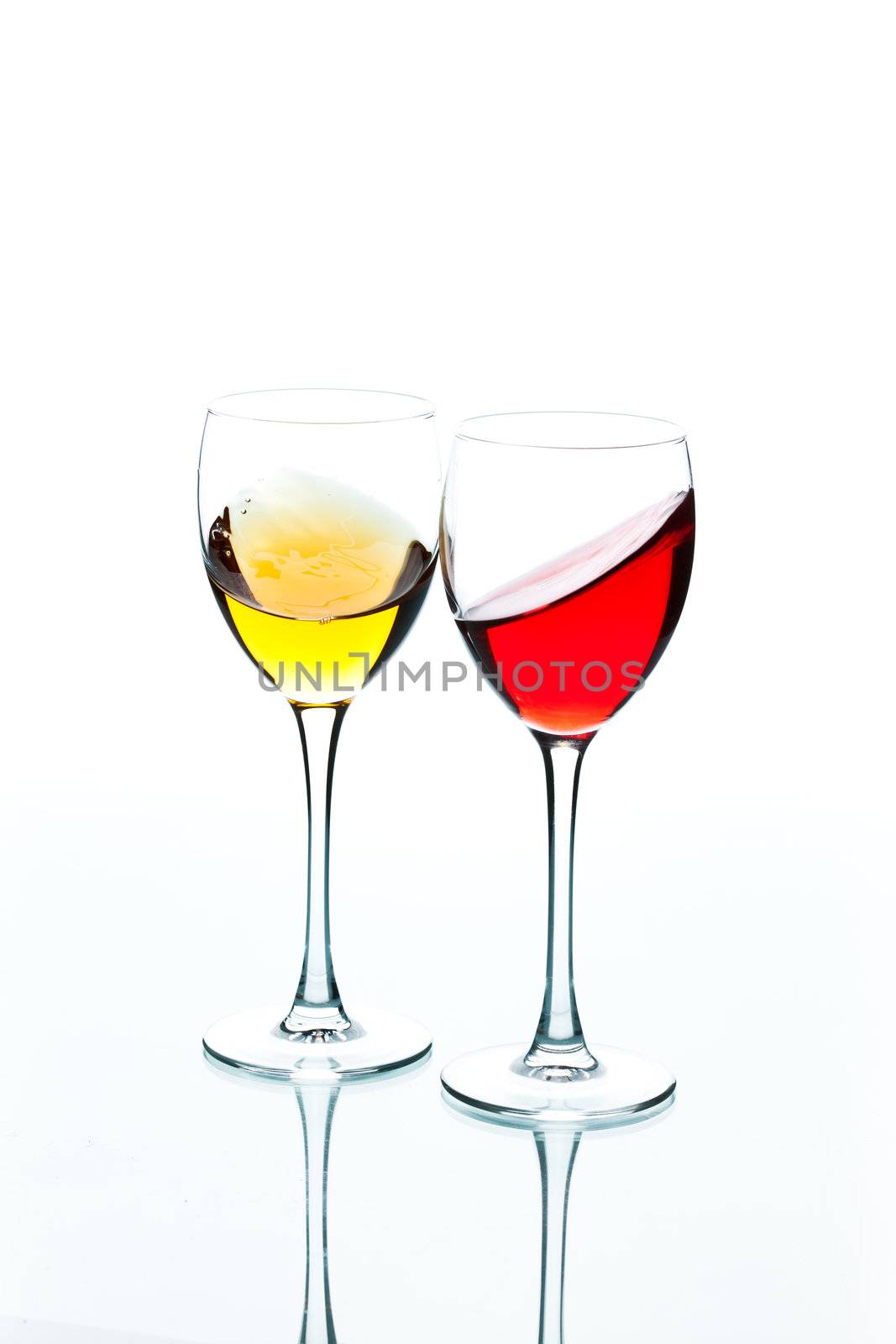 food series: red and white wine in the goblet