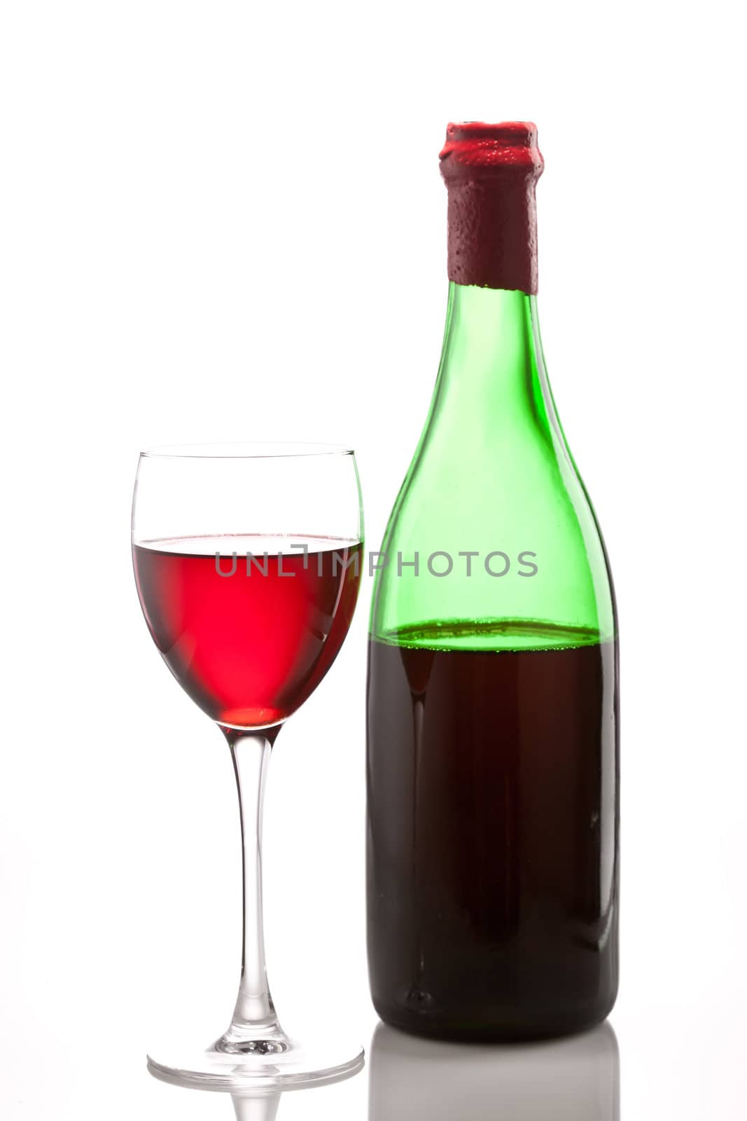 food series: bottle and glass with red wine