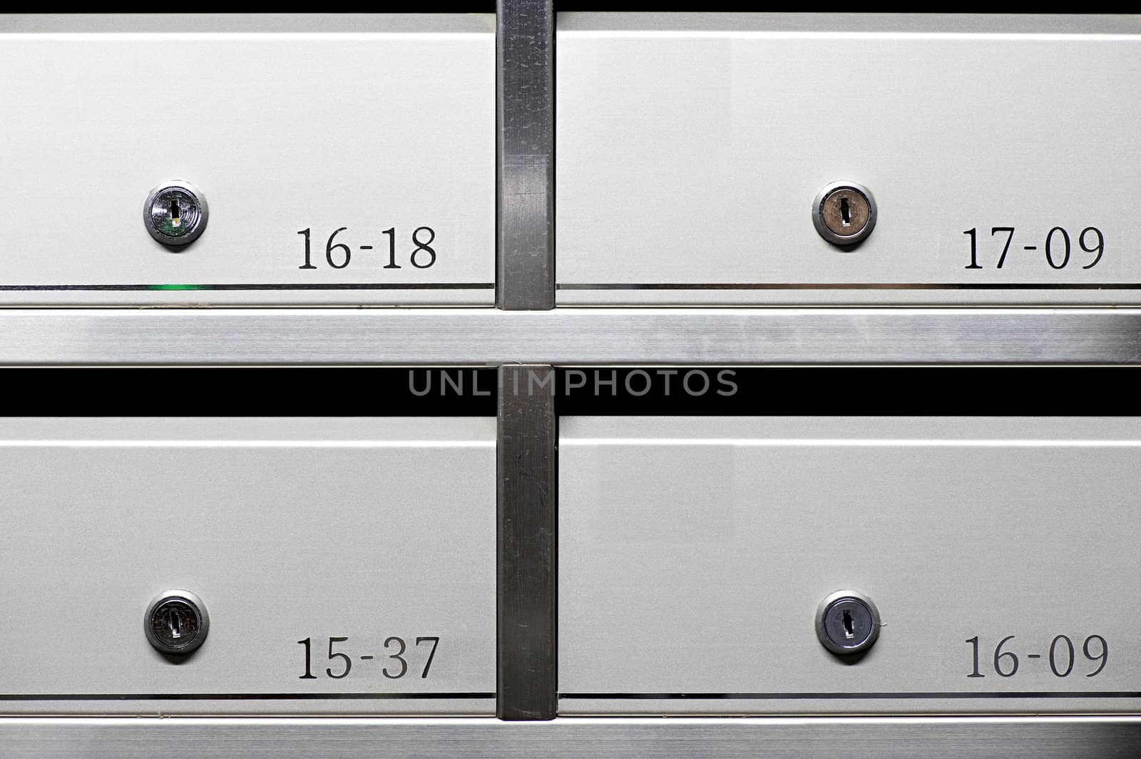 metallic mailbox array tidy inside apartment houses by jackq
