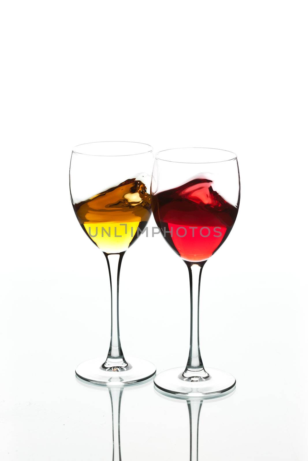 food series: red and white wine in the goblet