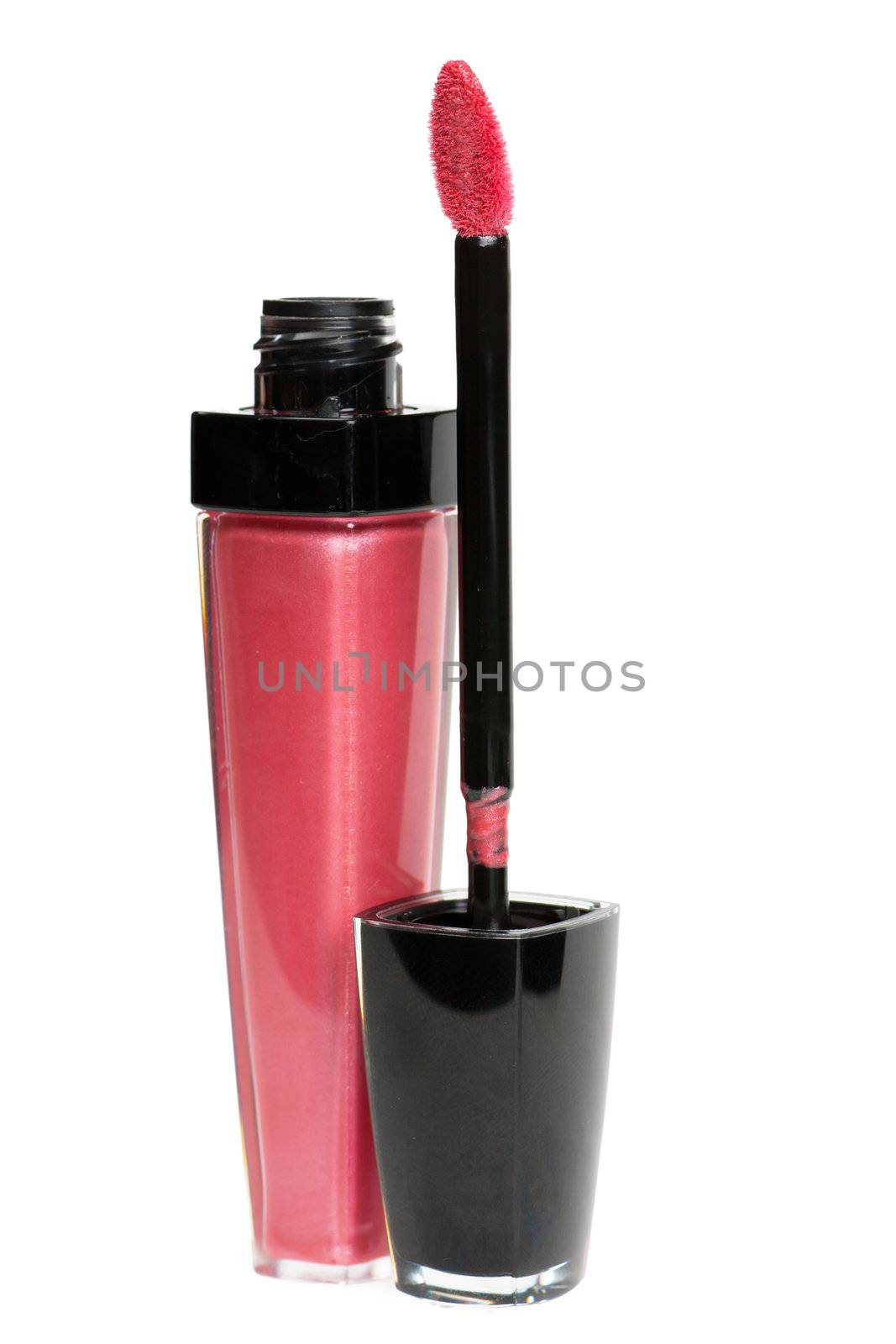 Red lip gloss isolated over white background