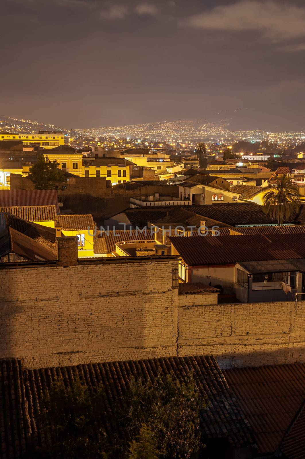 A night time view of Quito, Ecuador