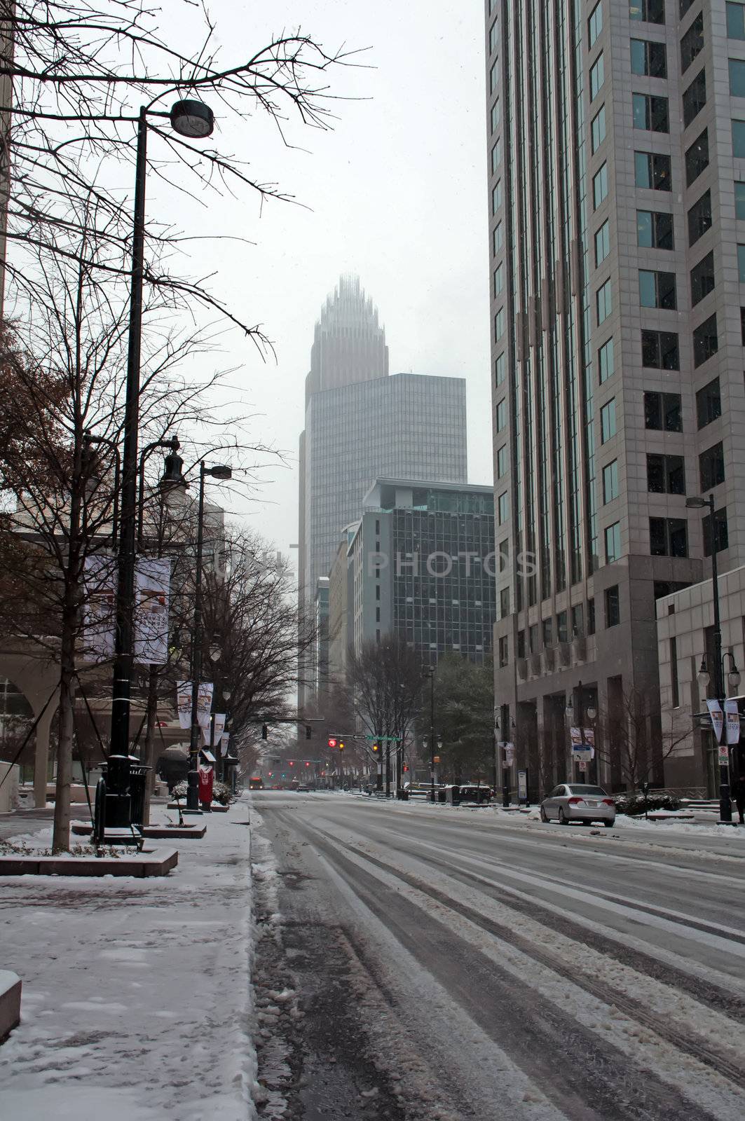 Charlotte skyline in snow by digidreamgrafix