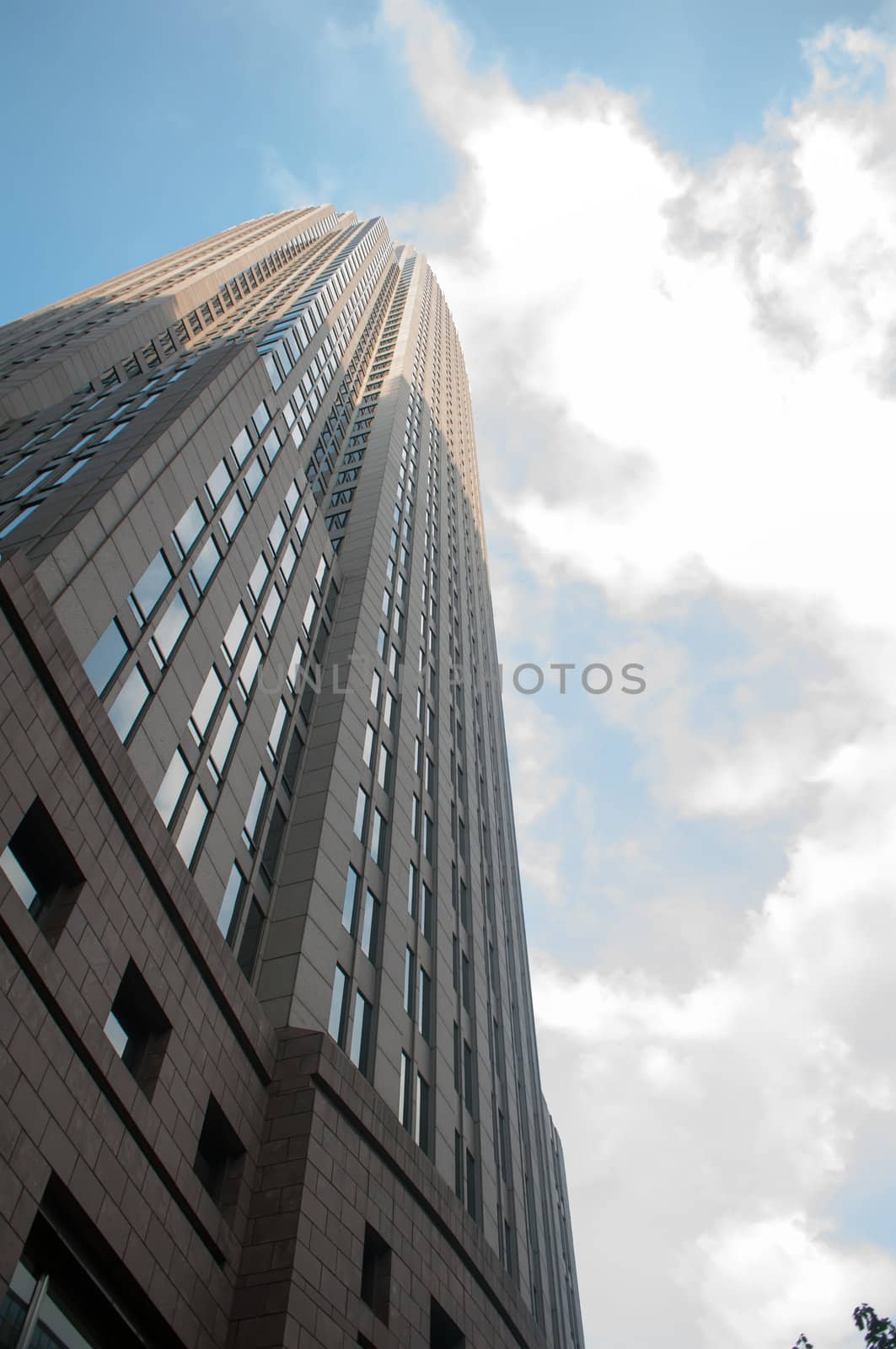 modern glass and concrete structure of skyscraper