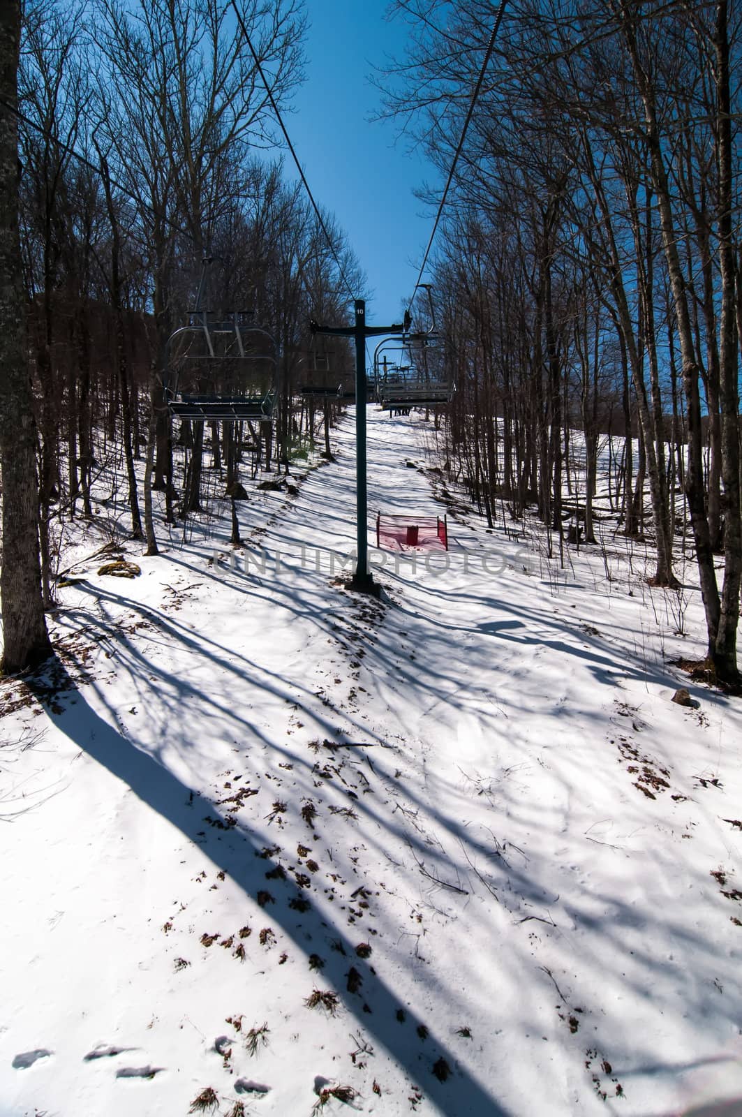 views from a ski lift during vacation on sunny day