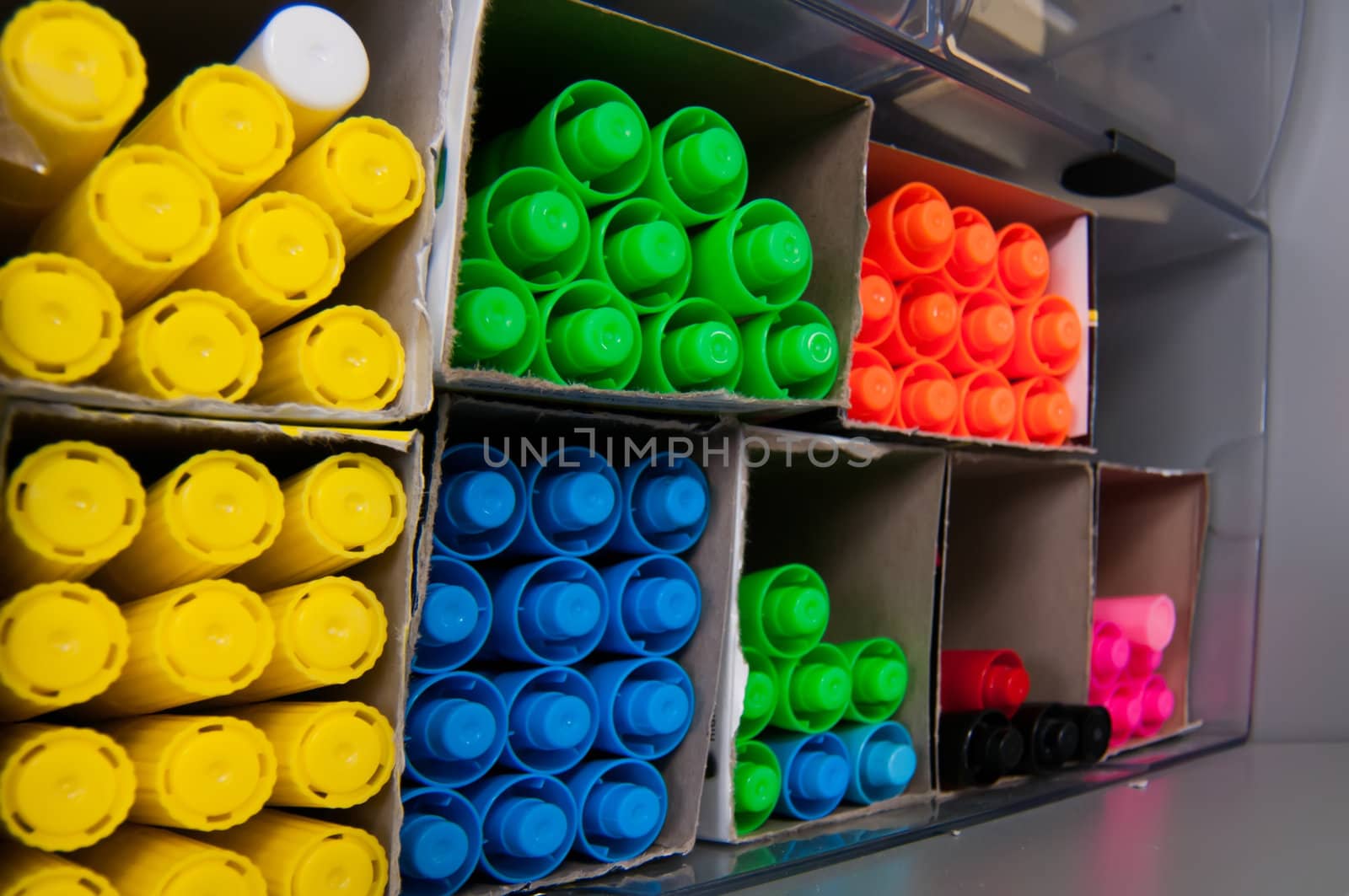 multi colored stock pile of highlighter pens