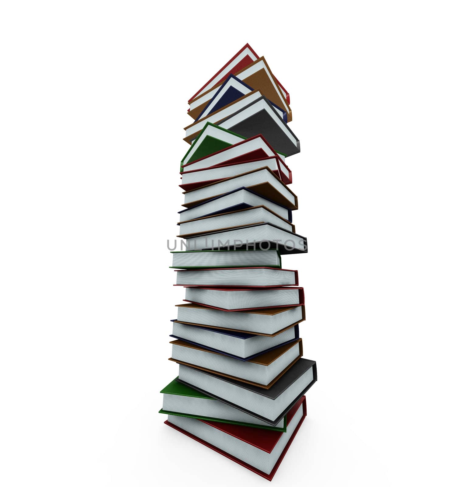 3D render of a huge stack of books