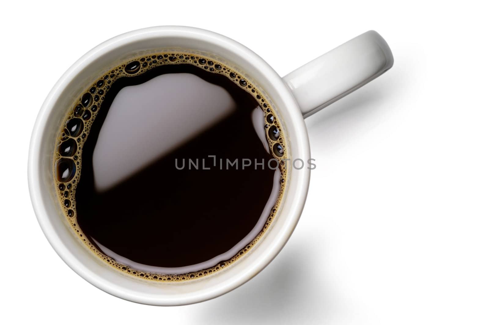 Coffee cup on grey background (seen from above) with clipping path