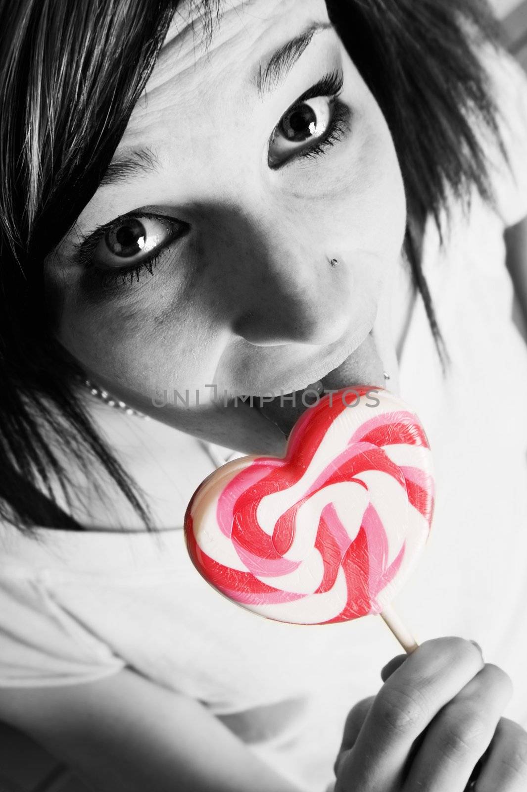 Alternative Girl with a Heart Lollipop by Creatista