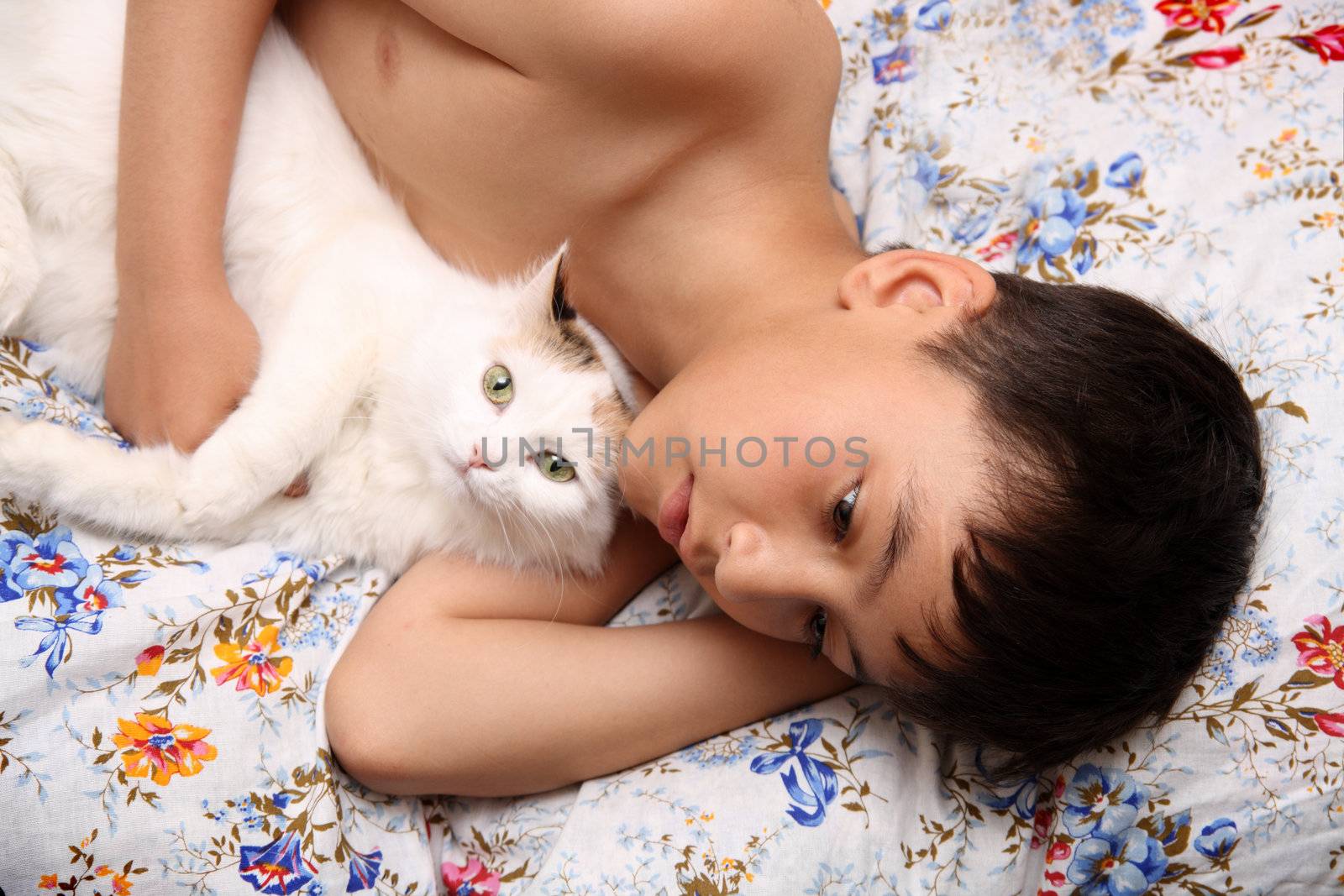 boy with cat by Mikko