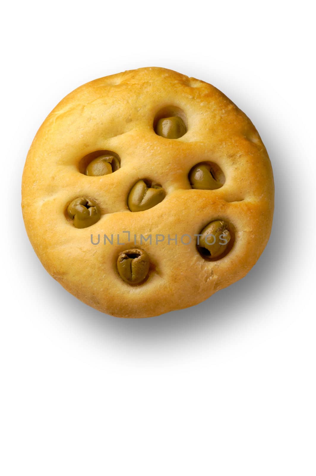 Bread: focaccia with olives w/ clipping path by Laborer