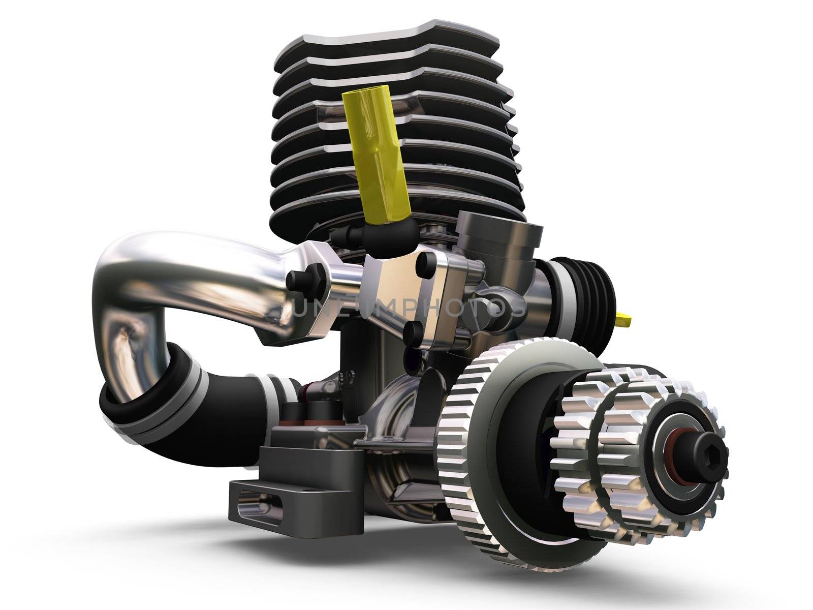 3D render of a car engine