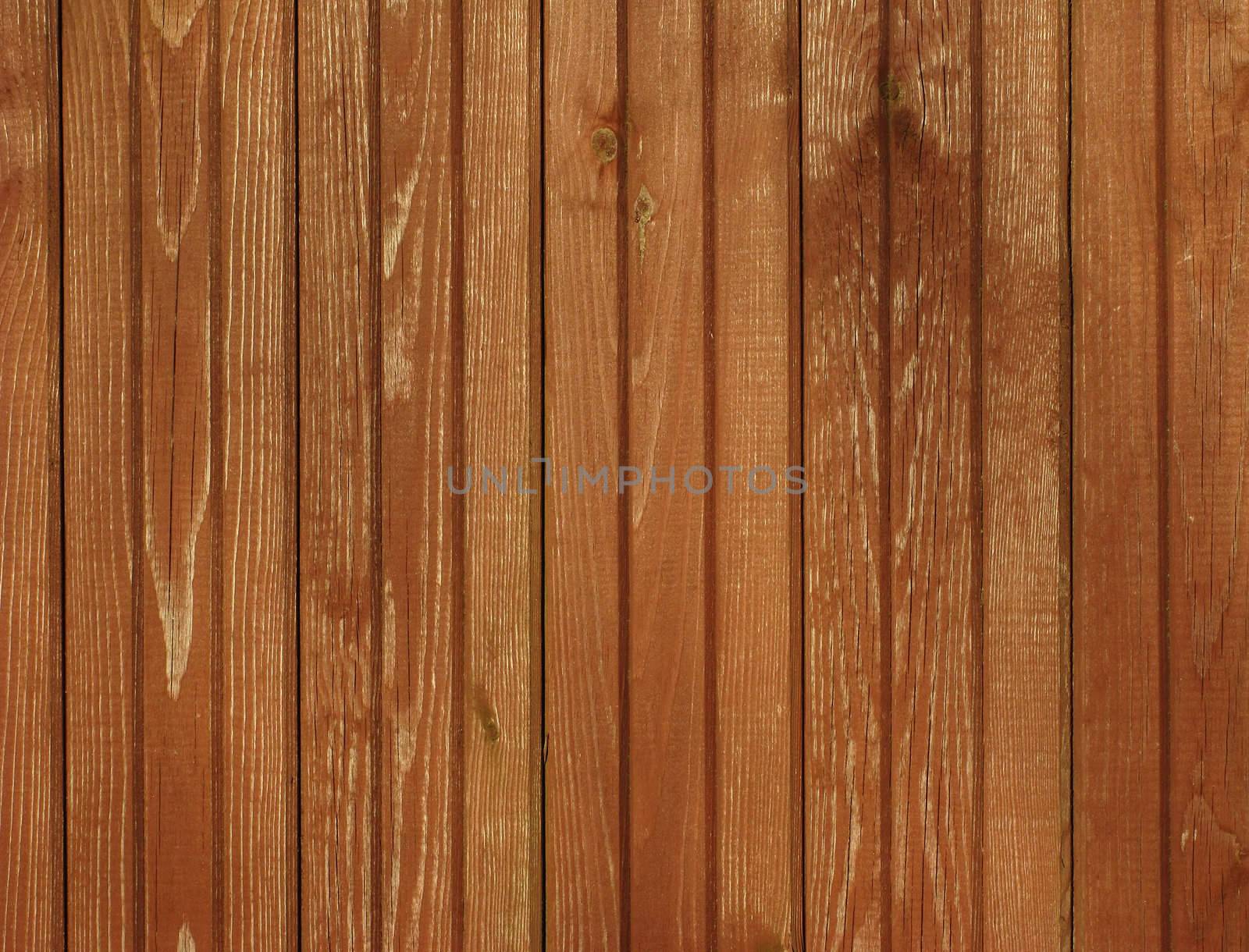 Fragment of natural wooden brown colored fence