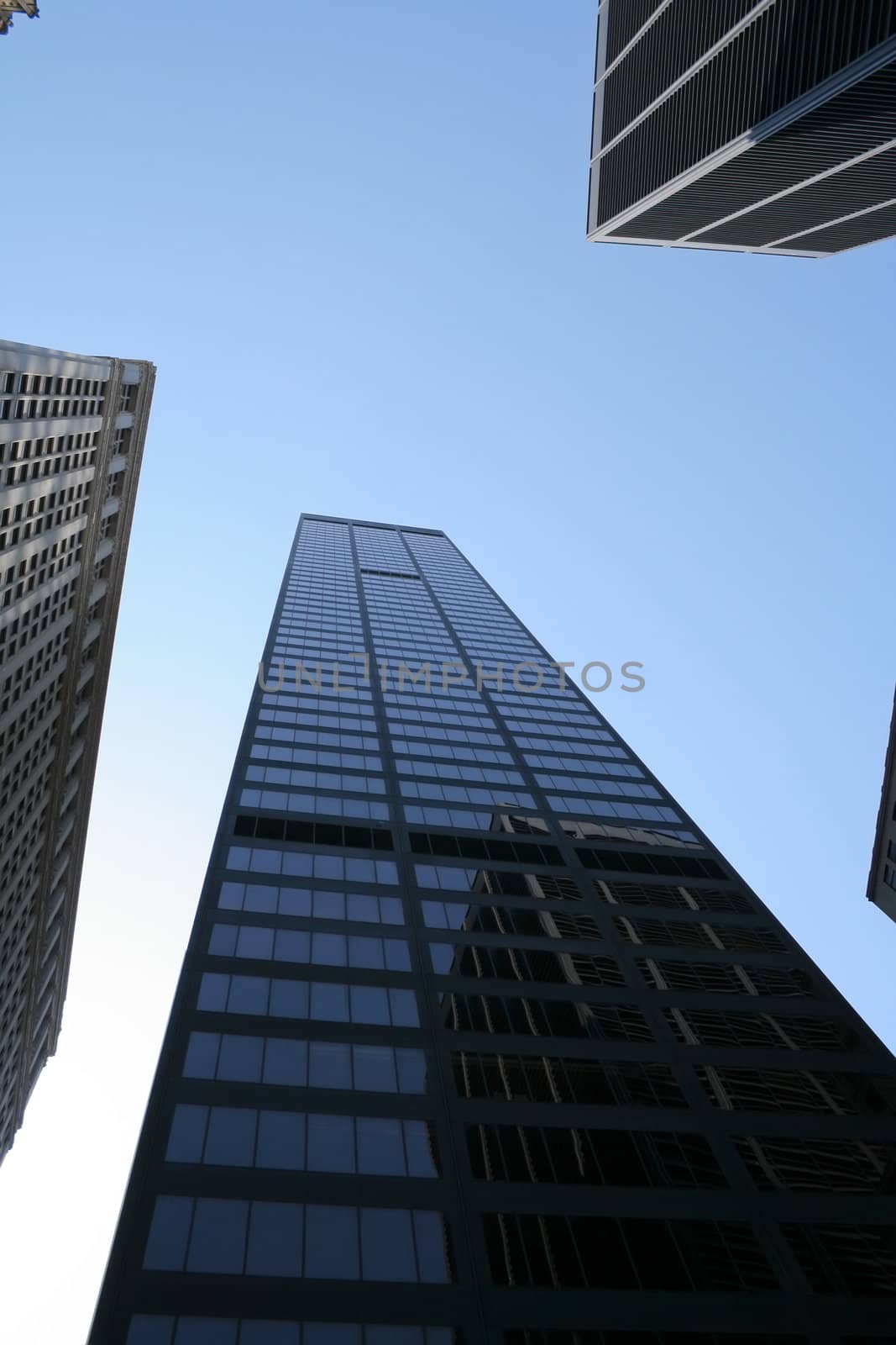 skyscraper, blue sky