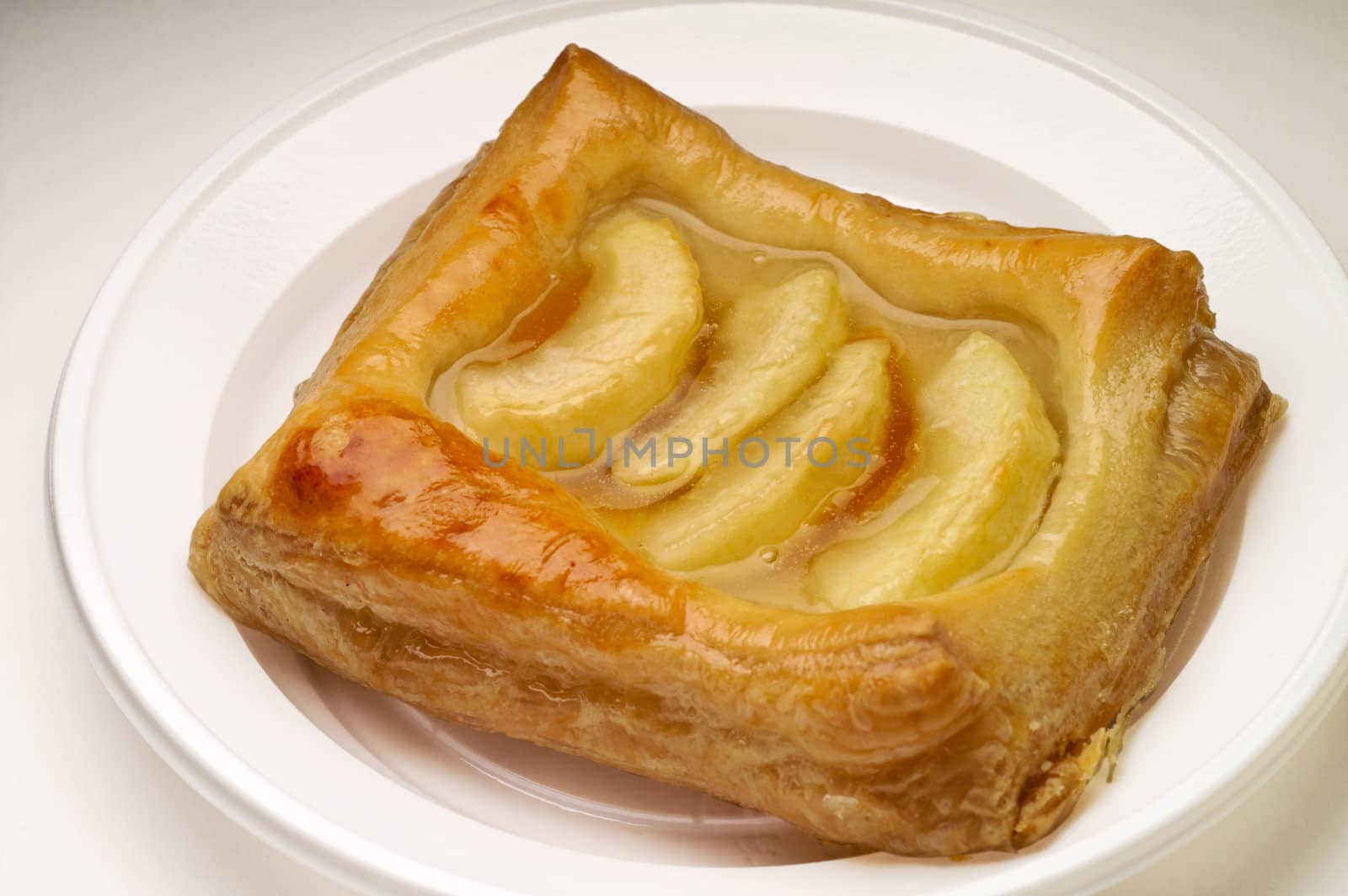 Apple puff pastry dessert with clipping path