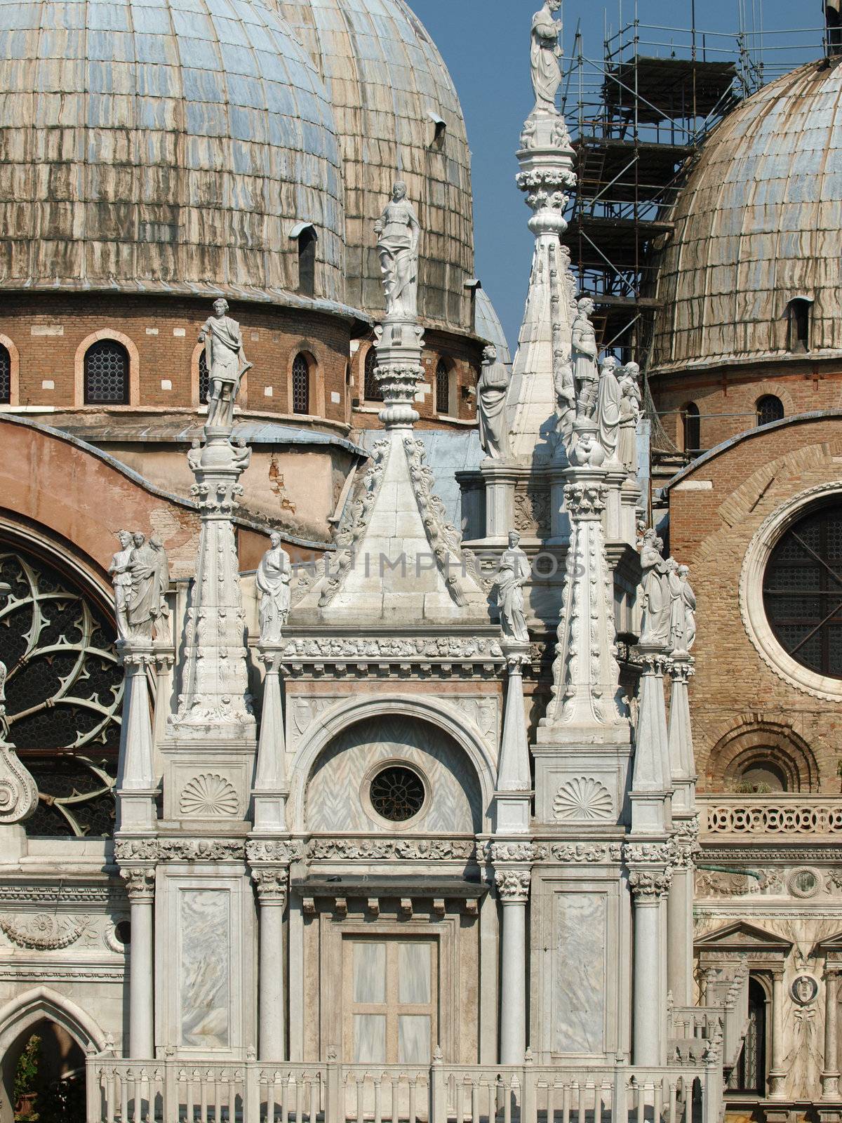 Venice - sculptures from the courtyard of the Palace of Doges relating to domes of Saint Mark's basilica 