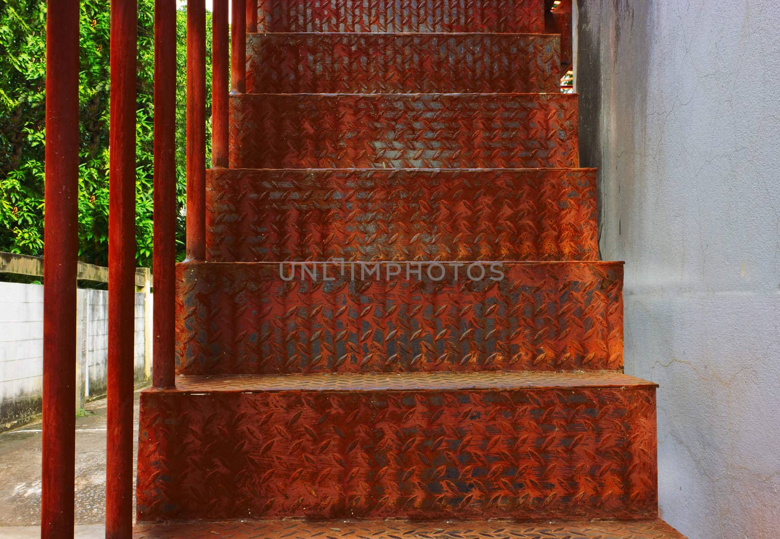 Old rusty corroded stairs, but can be up and down as usual