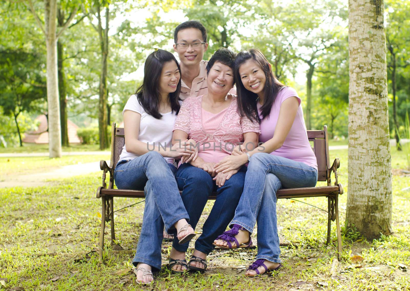 Asian family at outdoor park