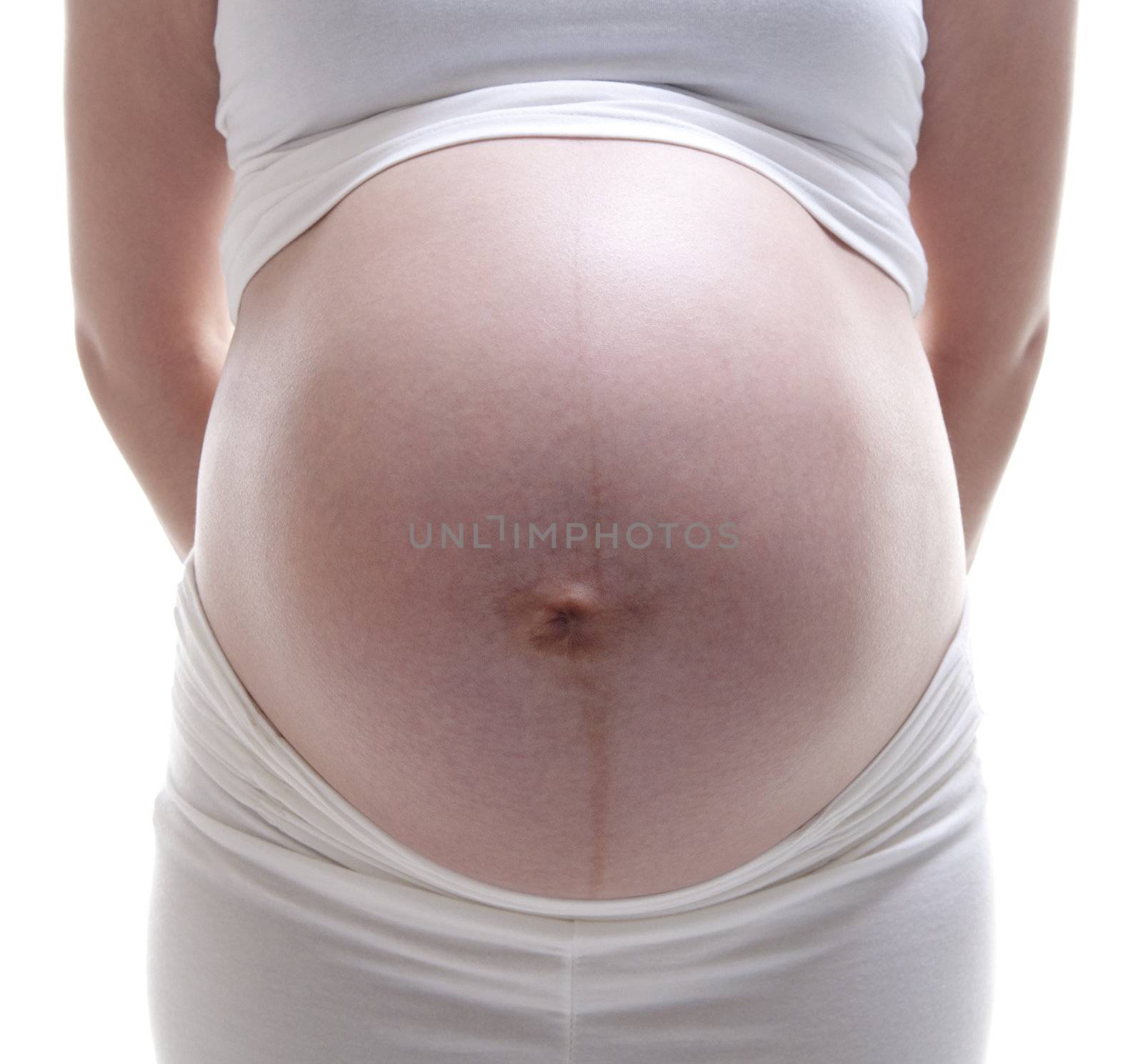 Pregnant woman on white background