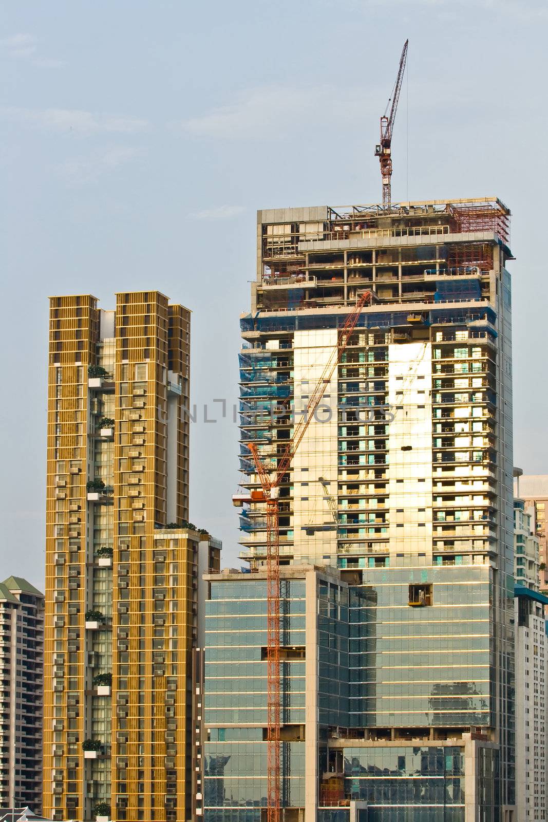Skyscraper Office Tower Under Construction in Bangkok Thailand