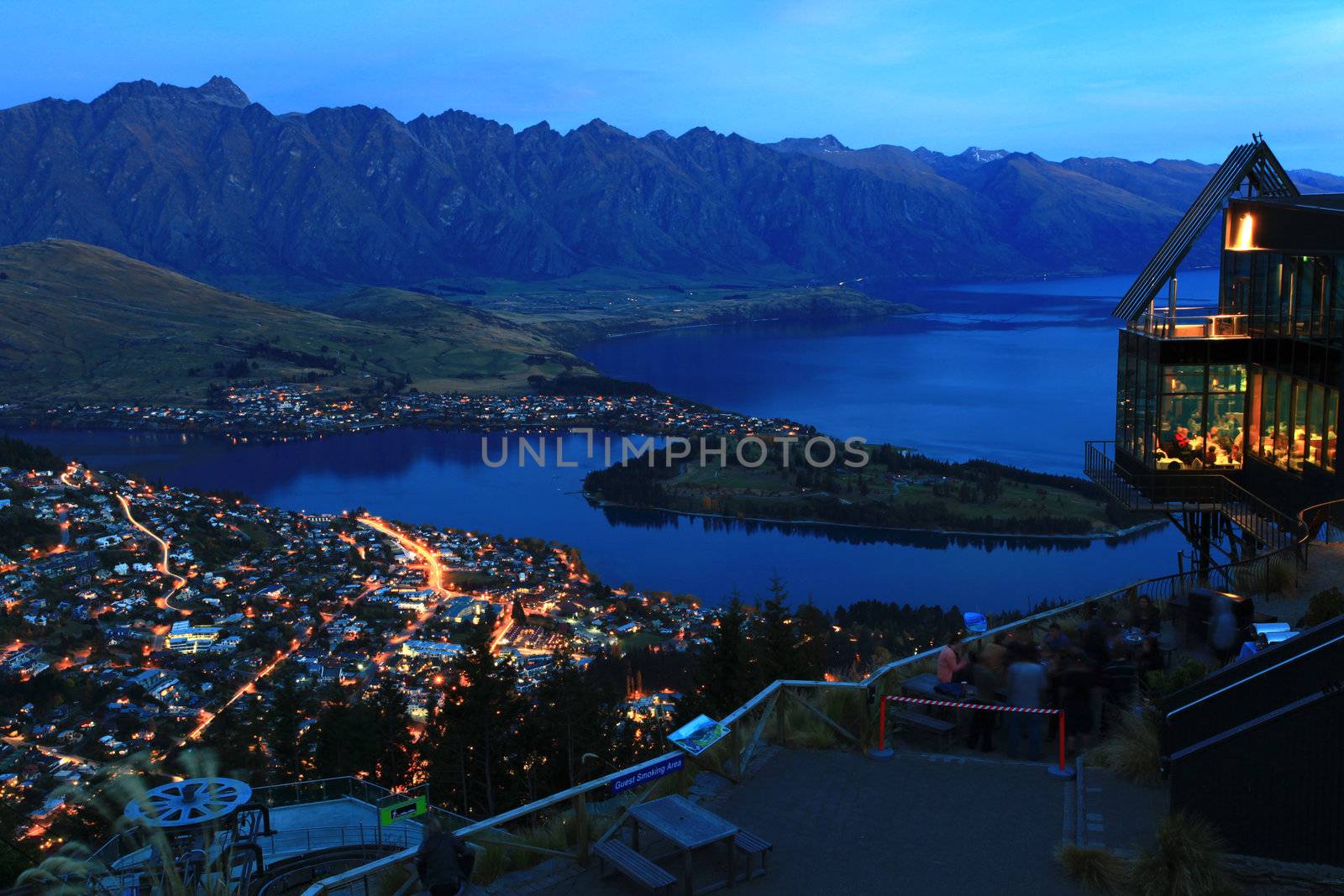 landscape of Queenstown City New Zealand at Night