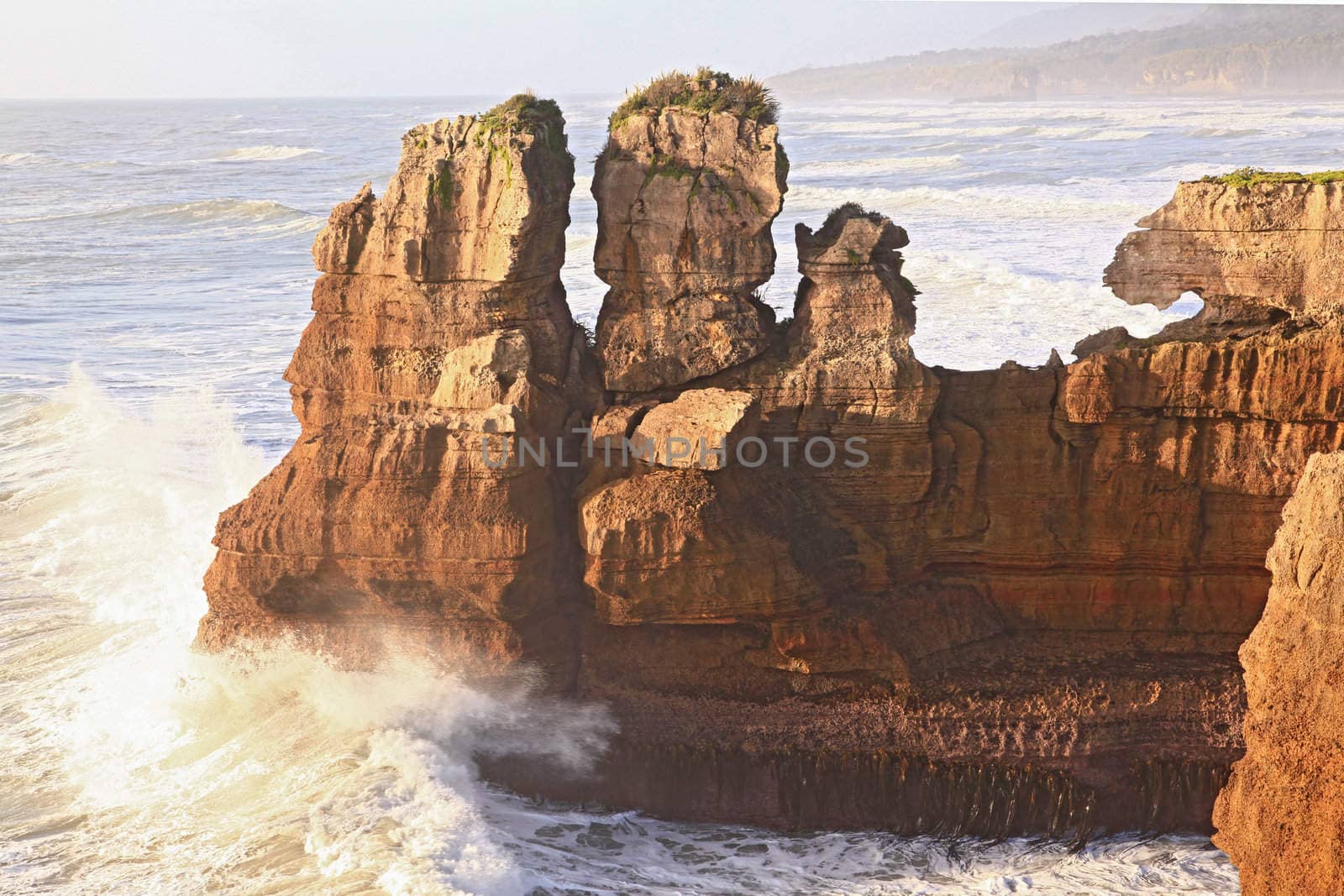 pancake rock canyon at western coast in New Zealand